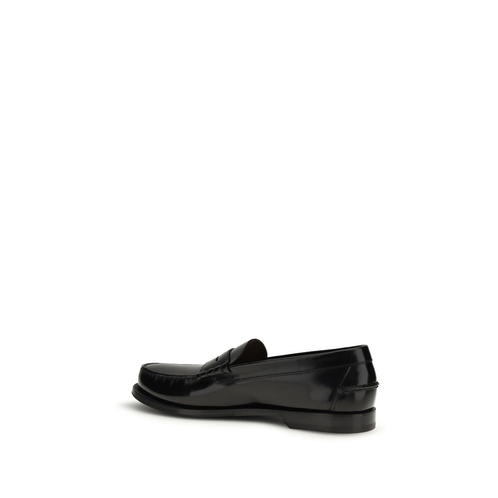 Prada Black Calf Leather Bos Taurus Slip-On Loafers | Regal Royce