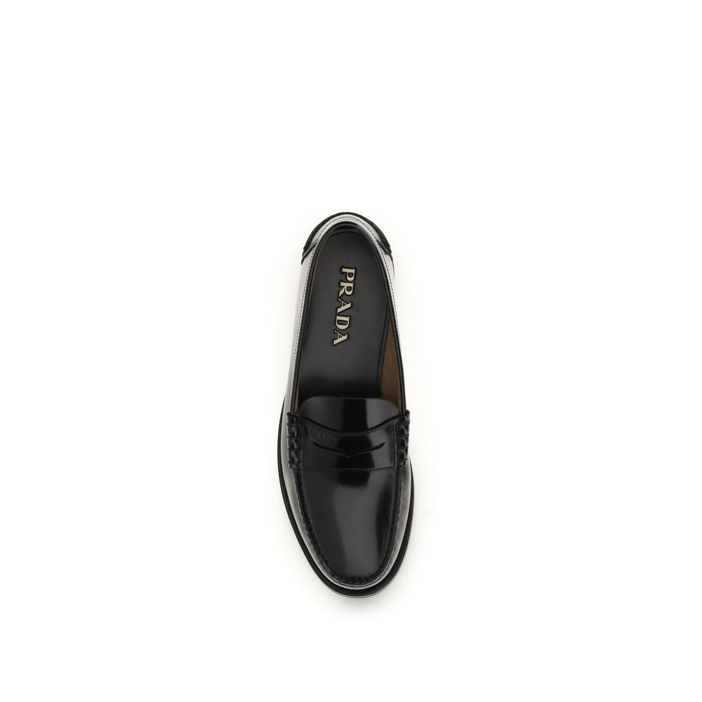 Prada Black Calf Leather Bos Taurus Slip-On Loafers | Regal Royce
