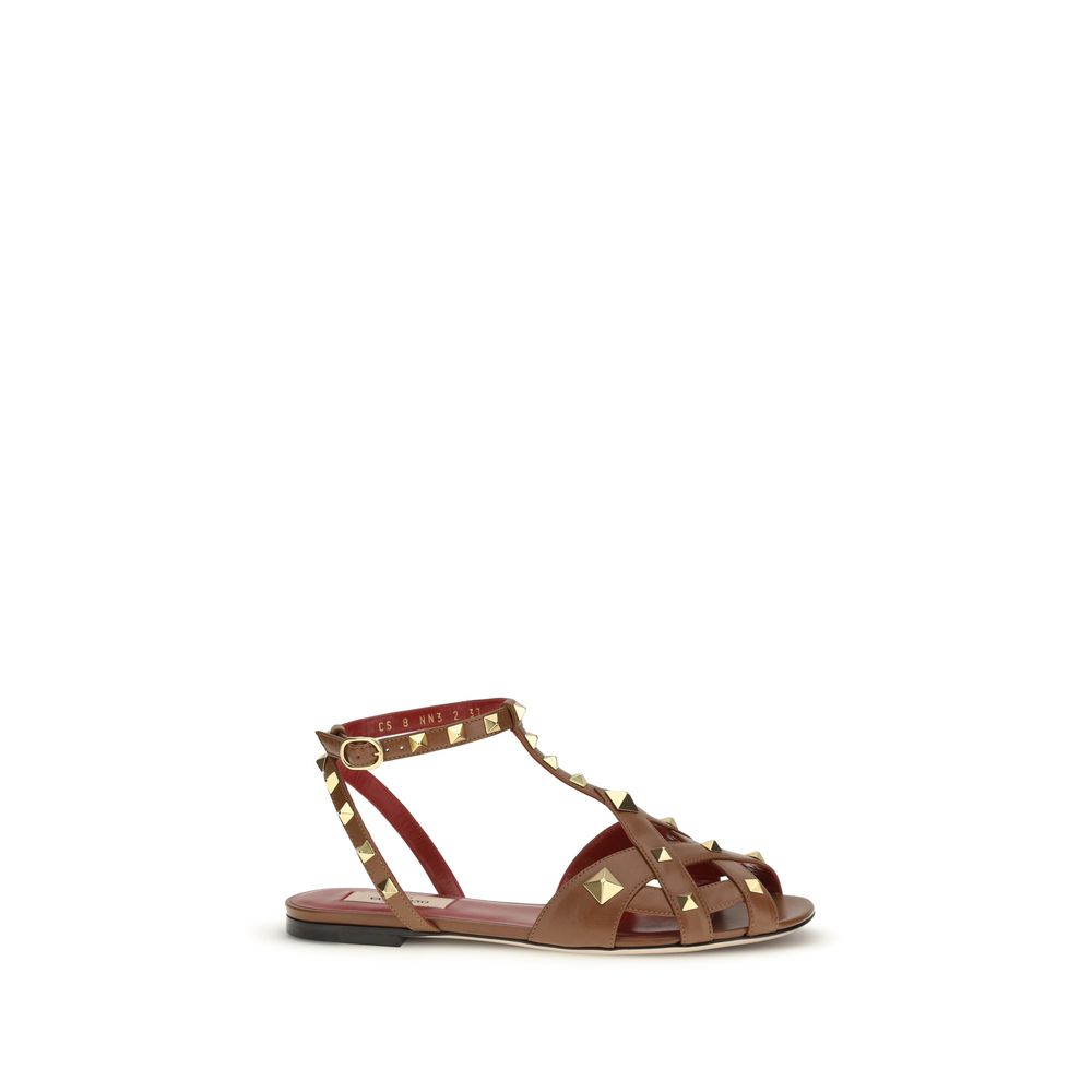 Valentino Garavani Brown Goatskin Strap-On Sandals | Regal Royce