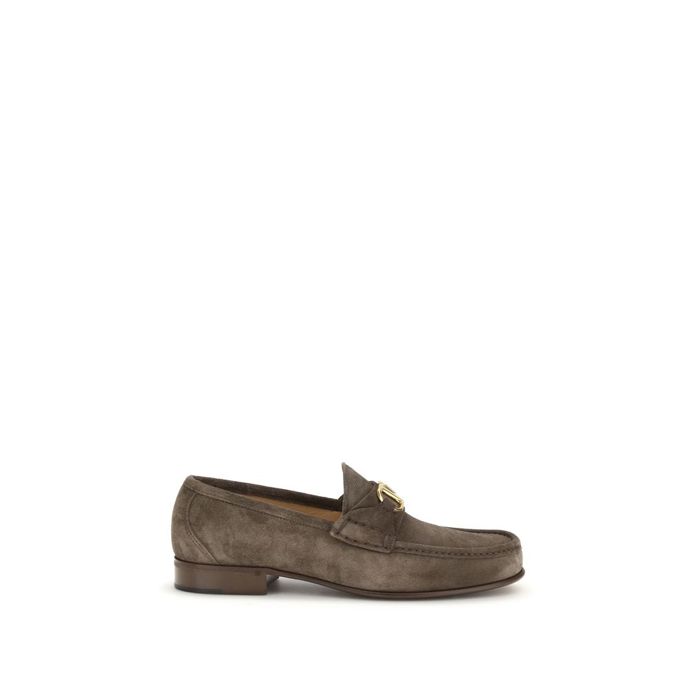Valentino Garavani Brown Calf Leather Bos Taurus Slip-On Loafers | Regal Royce