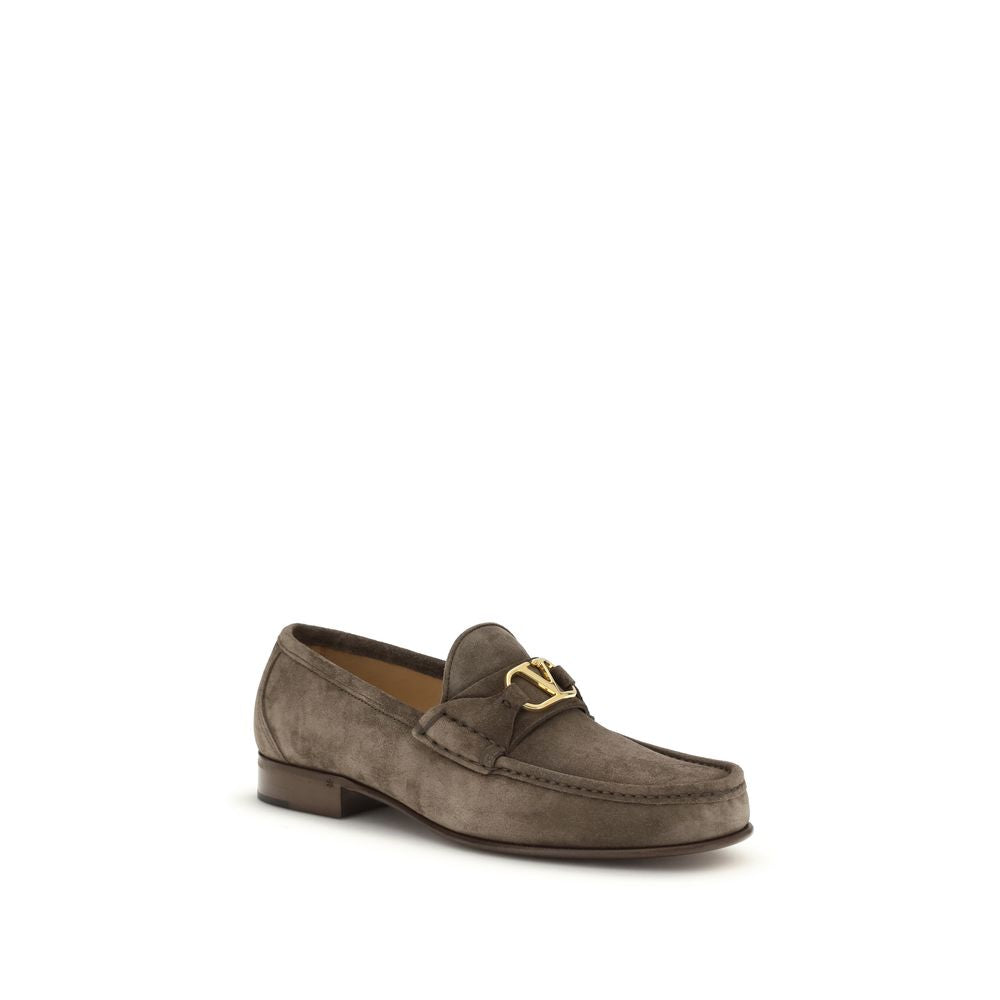Valentino Garavani Brown Calf Leather Bos Taurus Slip-On Loafers | Regal Royce