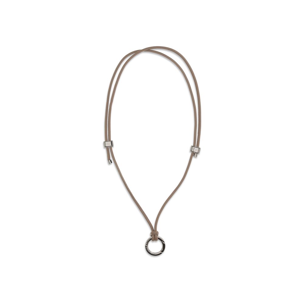 Brunello Cucinelli Black Calf Leather Bos Taurus Necklace | Regal Royce