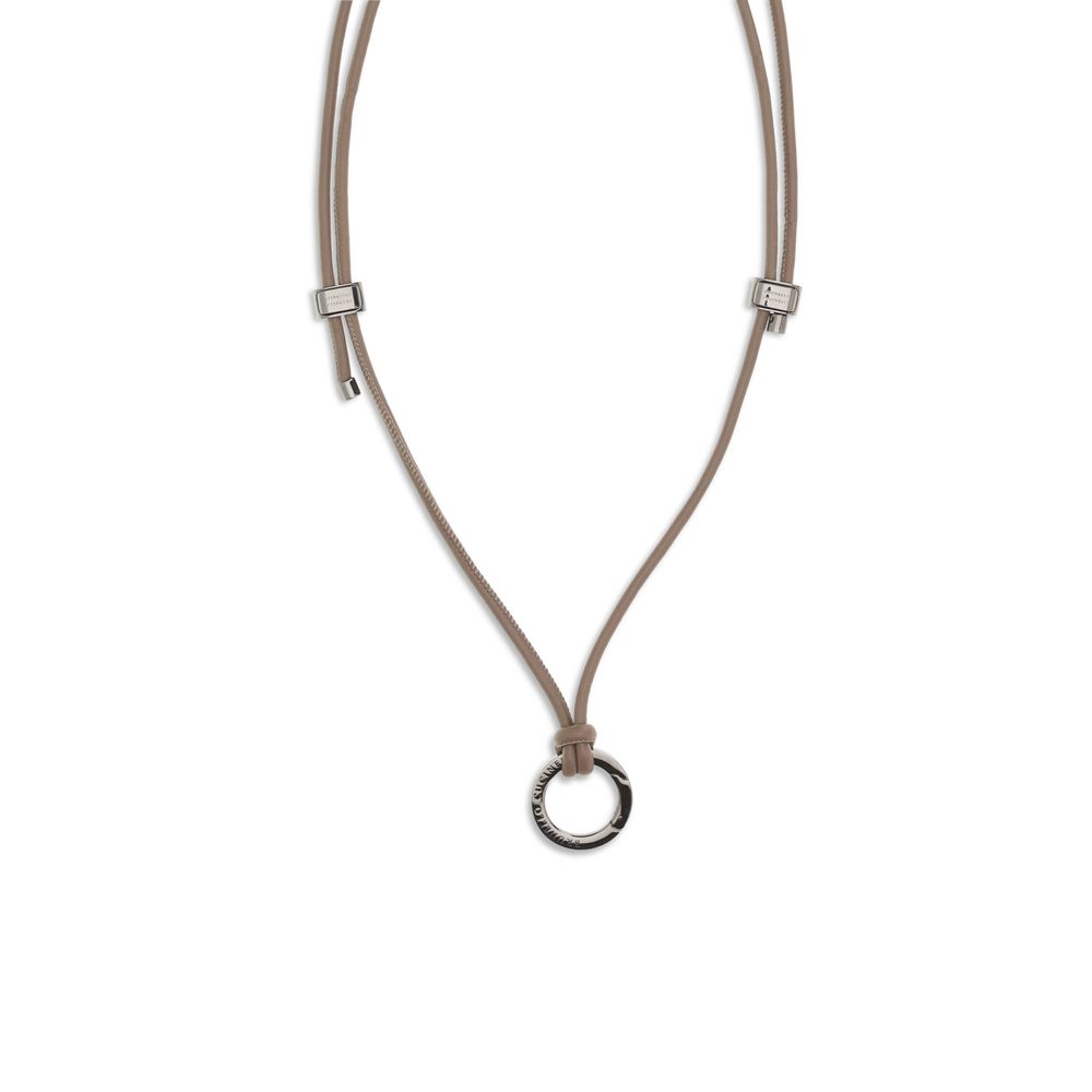 Brunello Cucinelli Black Calf Leather Bos Taurus Necklace | Regal Royce