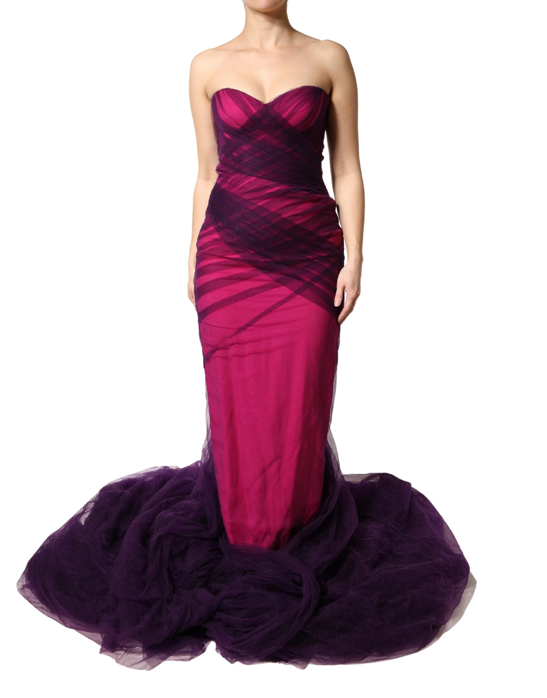 Dolce & Gabbana Pink Black Strapless Sheath Mermaid  Dress | Regal Royce
