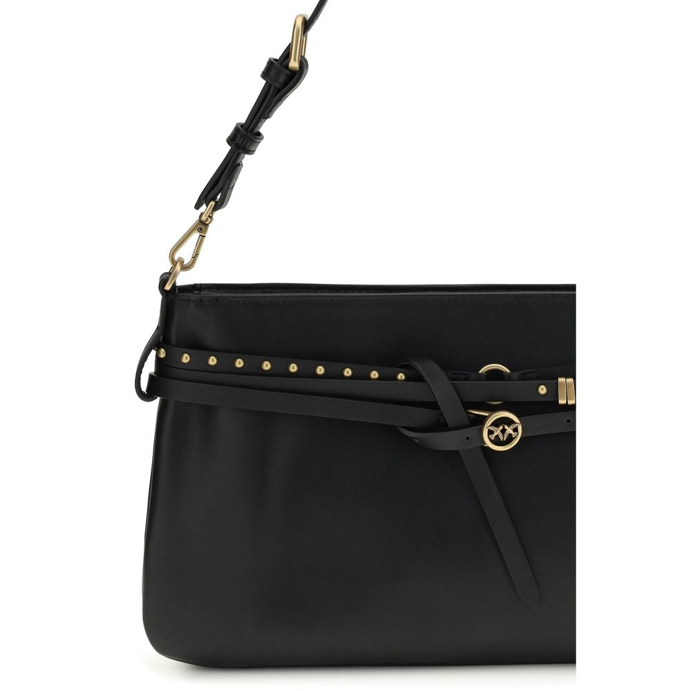 PINKO Black Calf Leather Bos Taurus Shoulder Bag | Regal Royce