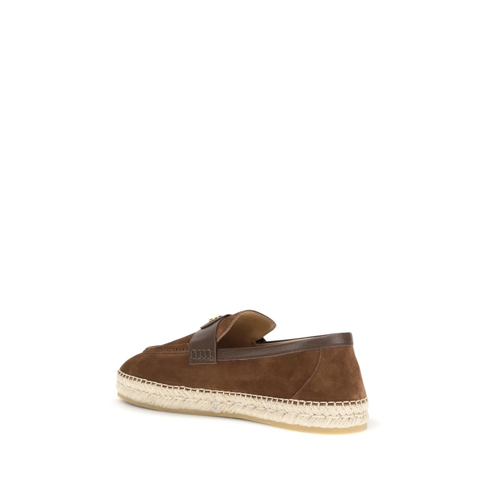 Valentino Garavani Brown Calf Leather Bos Taurus Espadrilles | Regal Royce