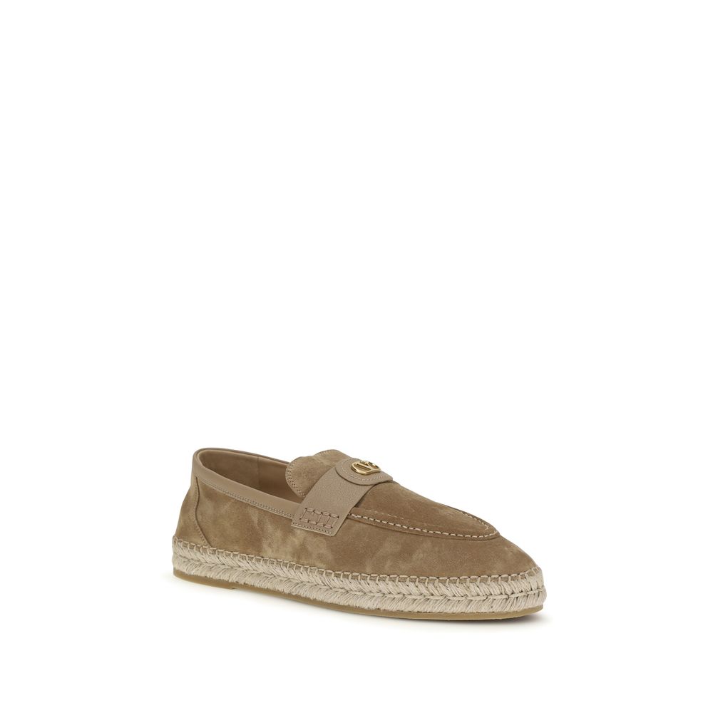 Valentino Garavani Beige Calf Leather Bos Taurus Espadrilles | Regal Royce
