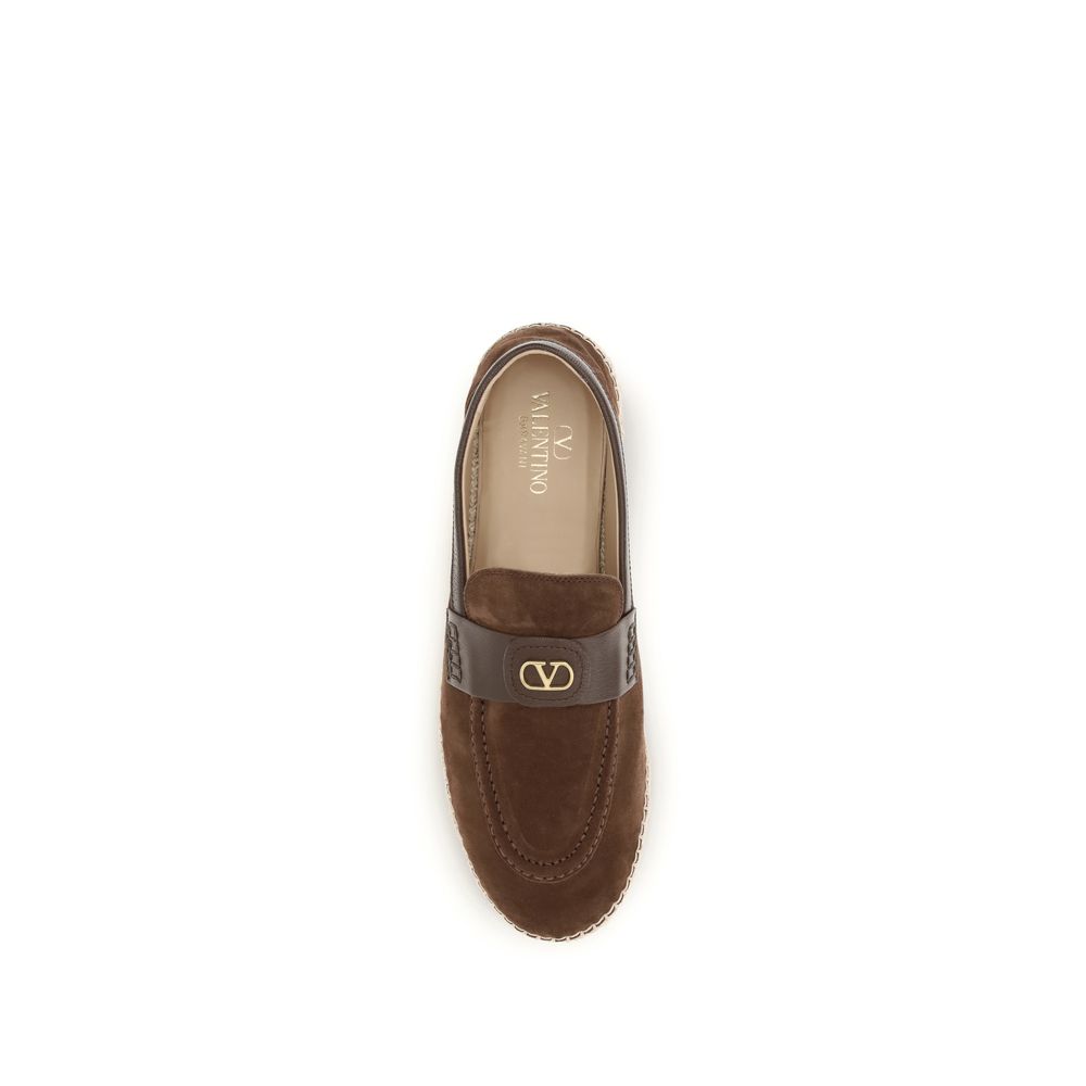 Valentino Garavani Brown Calf Leather Bos Taurus Espadrilles | Regal Royce