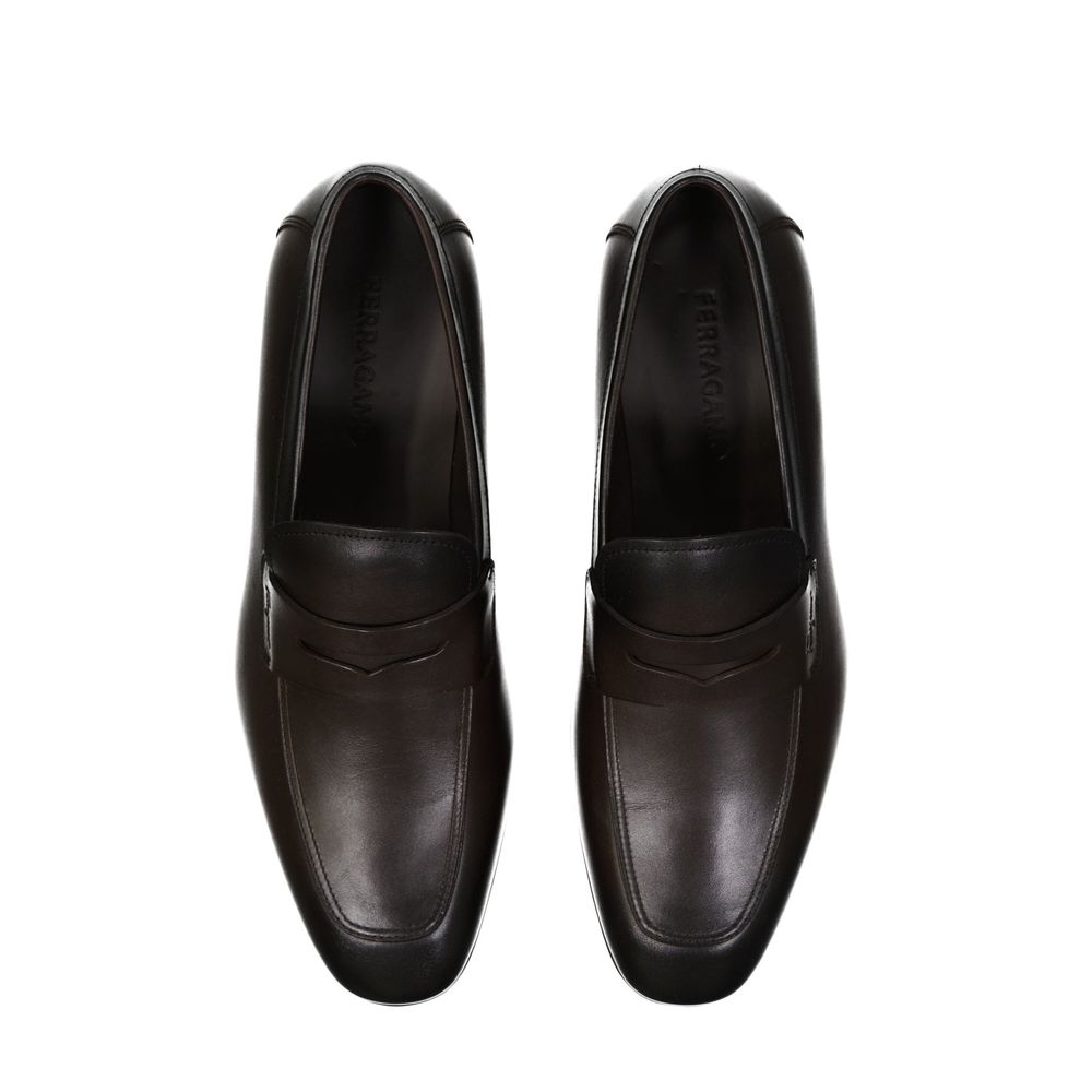 Salvatore Ferragamo Brown Leather Slip-On Loafers | Regal Royce