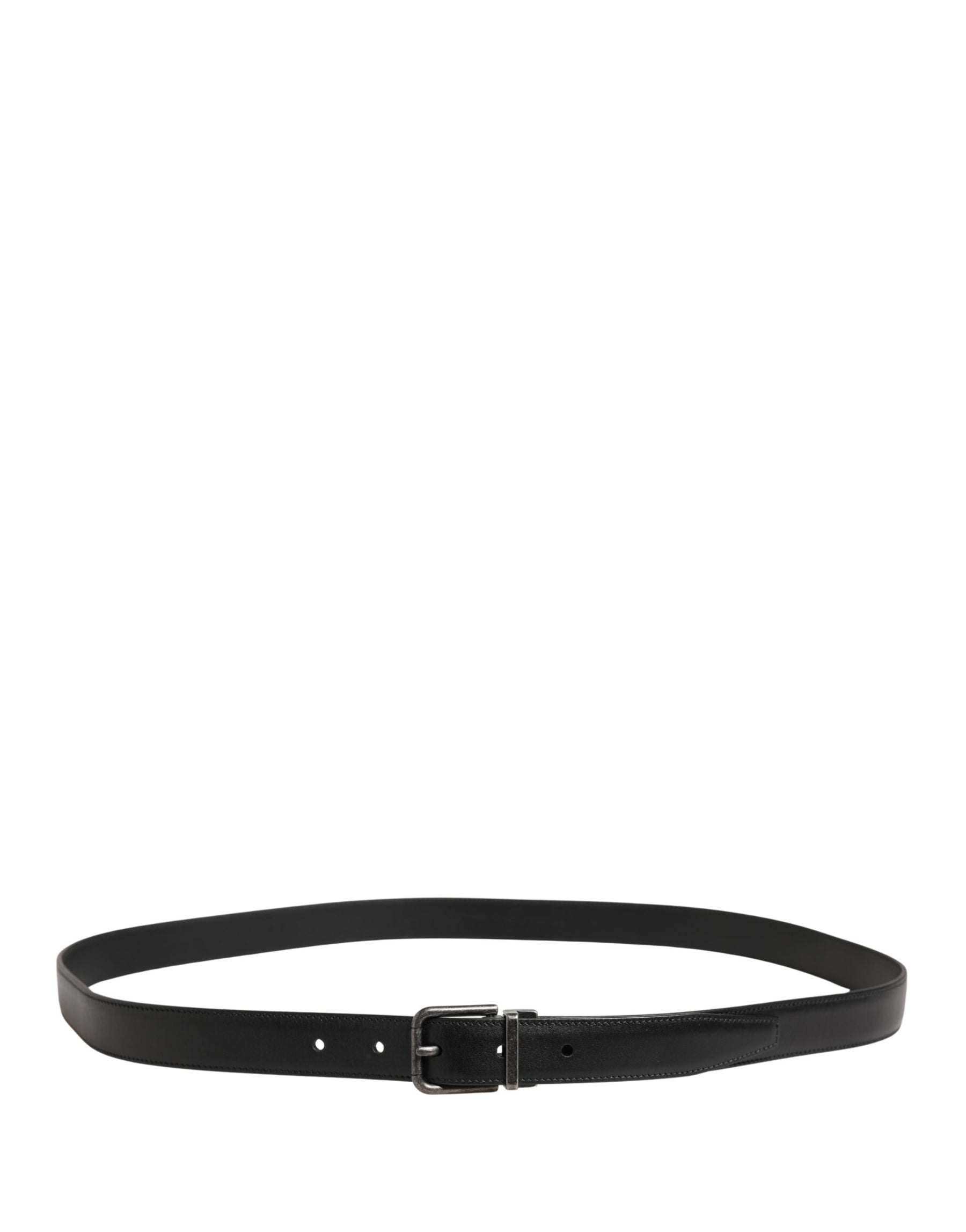 Dolce & Gabbana Men Black Classic Leather Metal Buckle Belt | Regal Royce