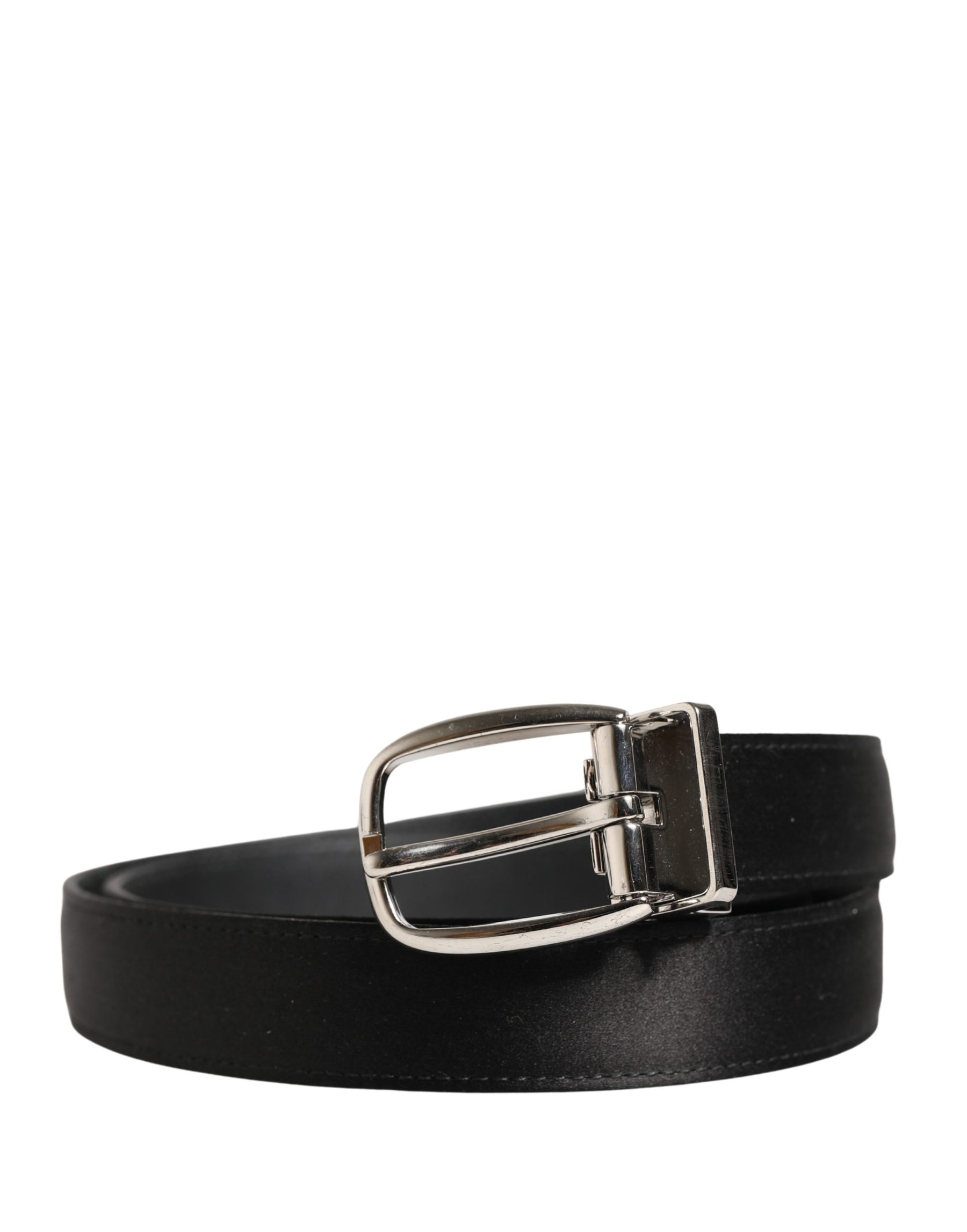 Dolce & Gabbana Men Black Classic Leather Metal Buckle Belt | Regal Royce