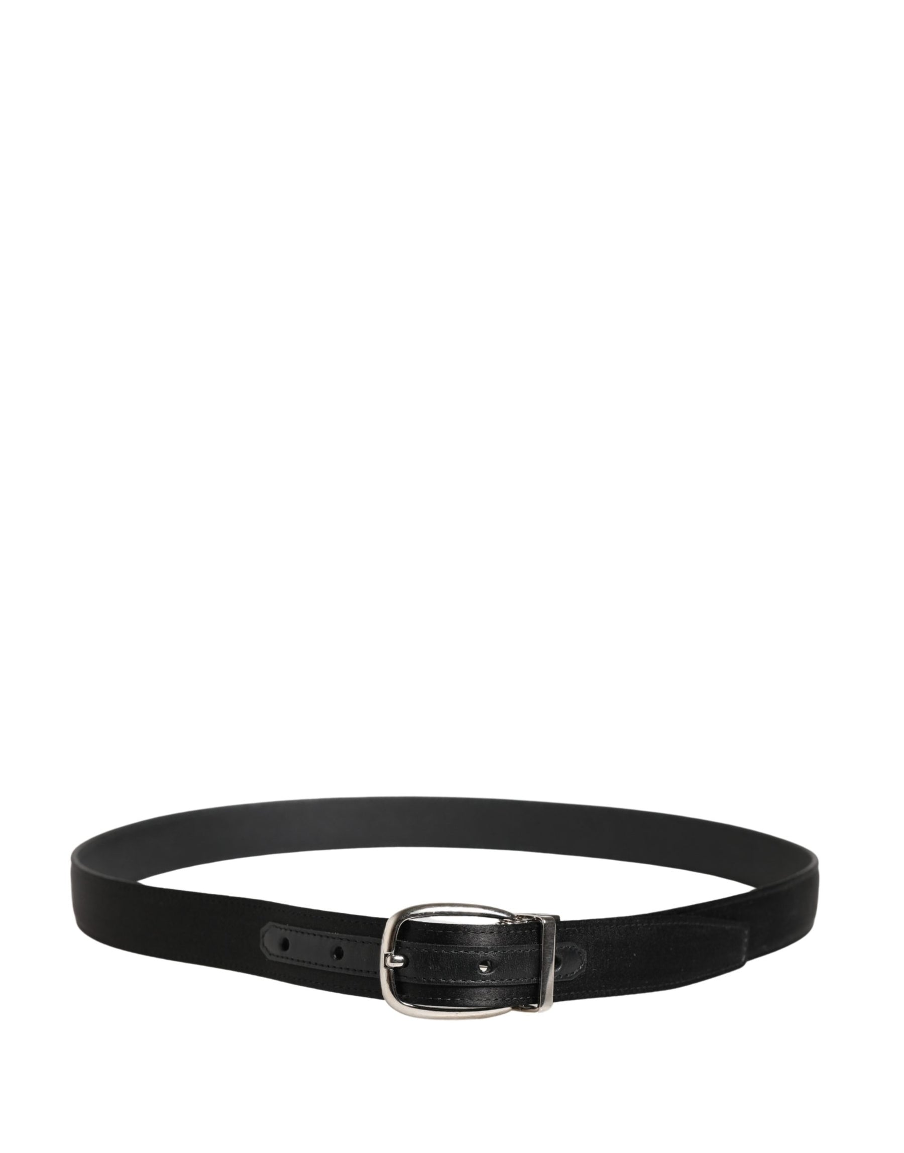 Dolce & Gabbana Men Black Classic Leather Metal Buckle Belt | Regal Royce