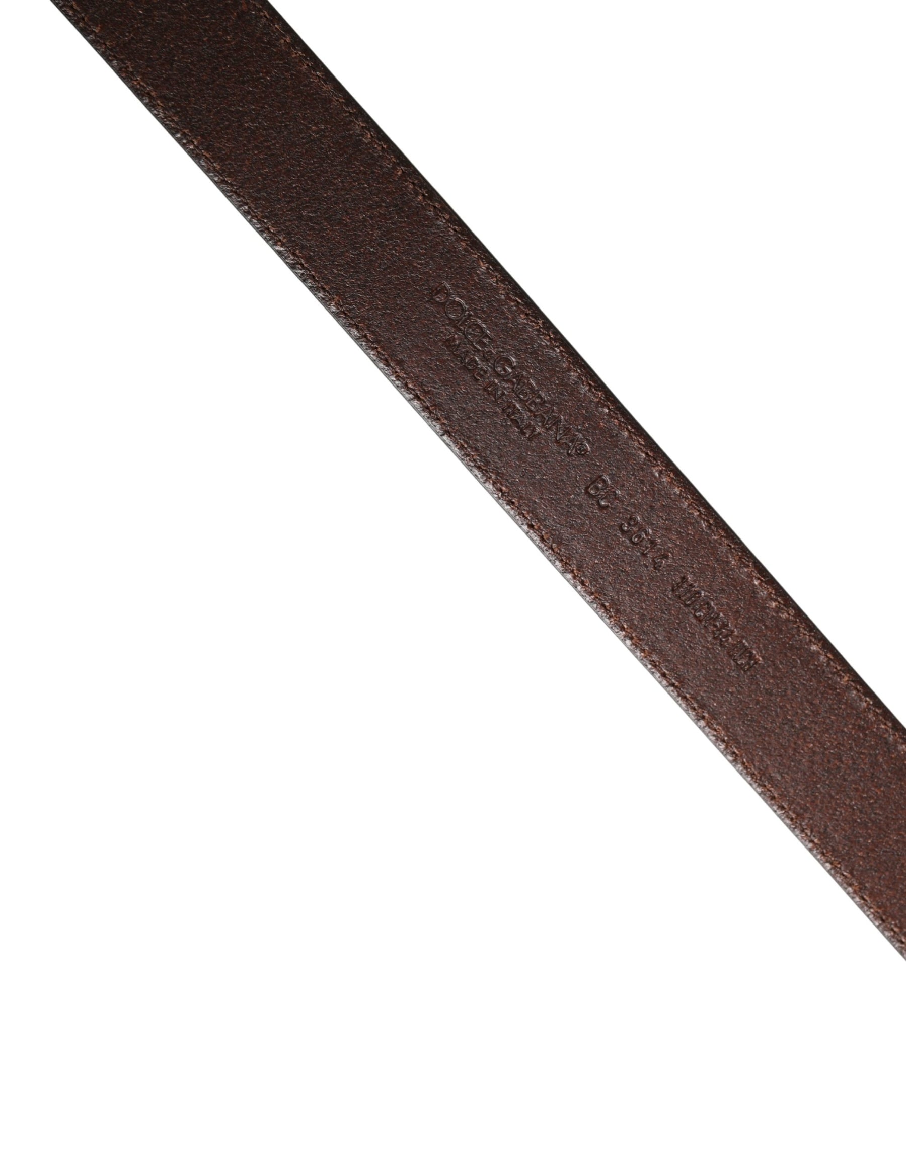 Dolce & Gabbana Men Brown Classic Leather Metal Buckle Belt | Regal Royce