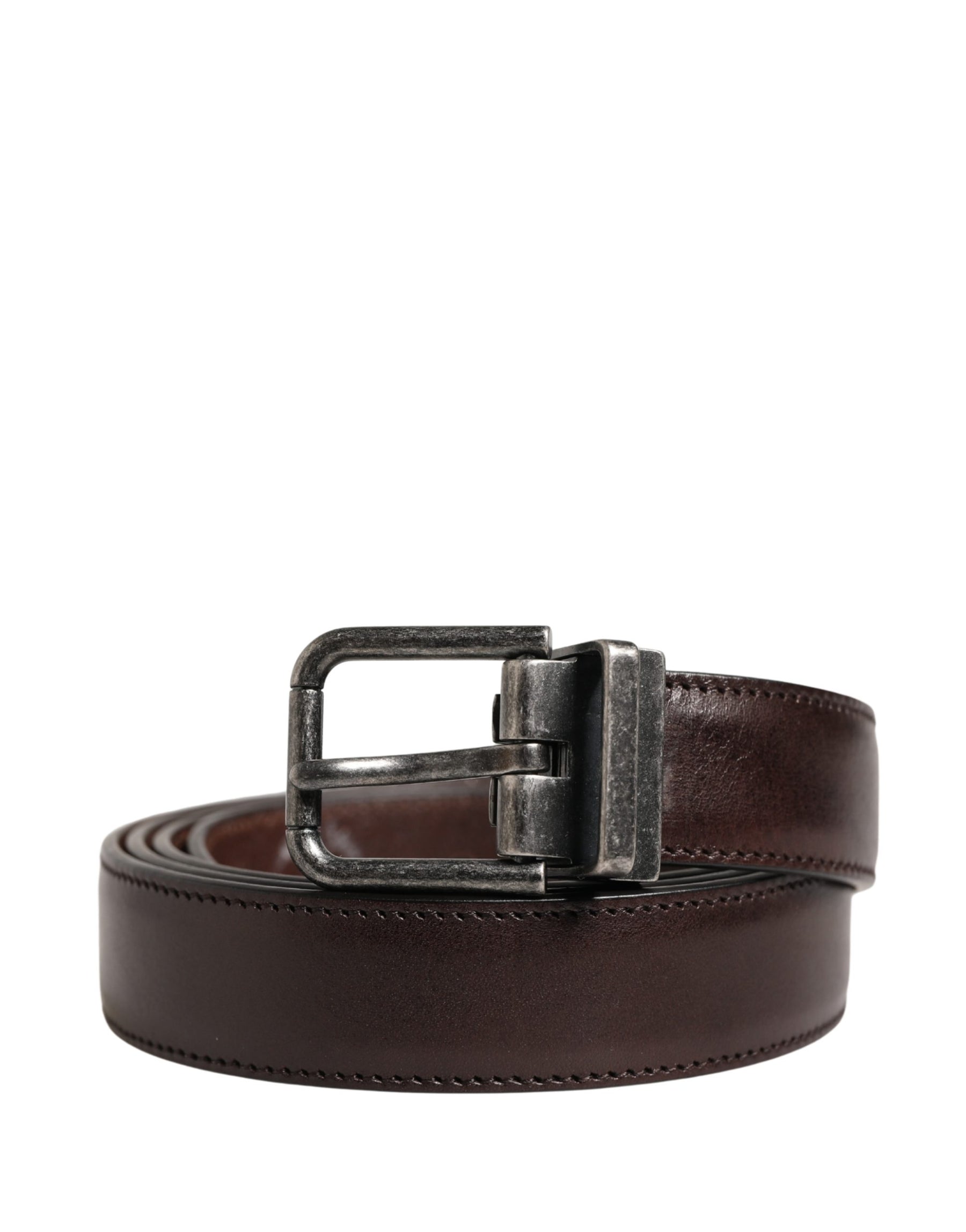 Dolce & Gabbana Men Brown Classic Leather Metal Buckle Belt | Regal Royce