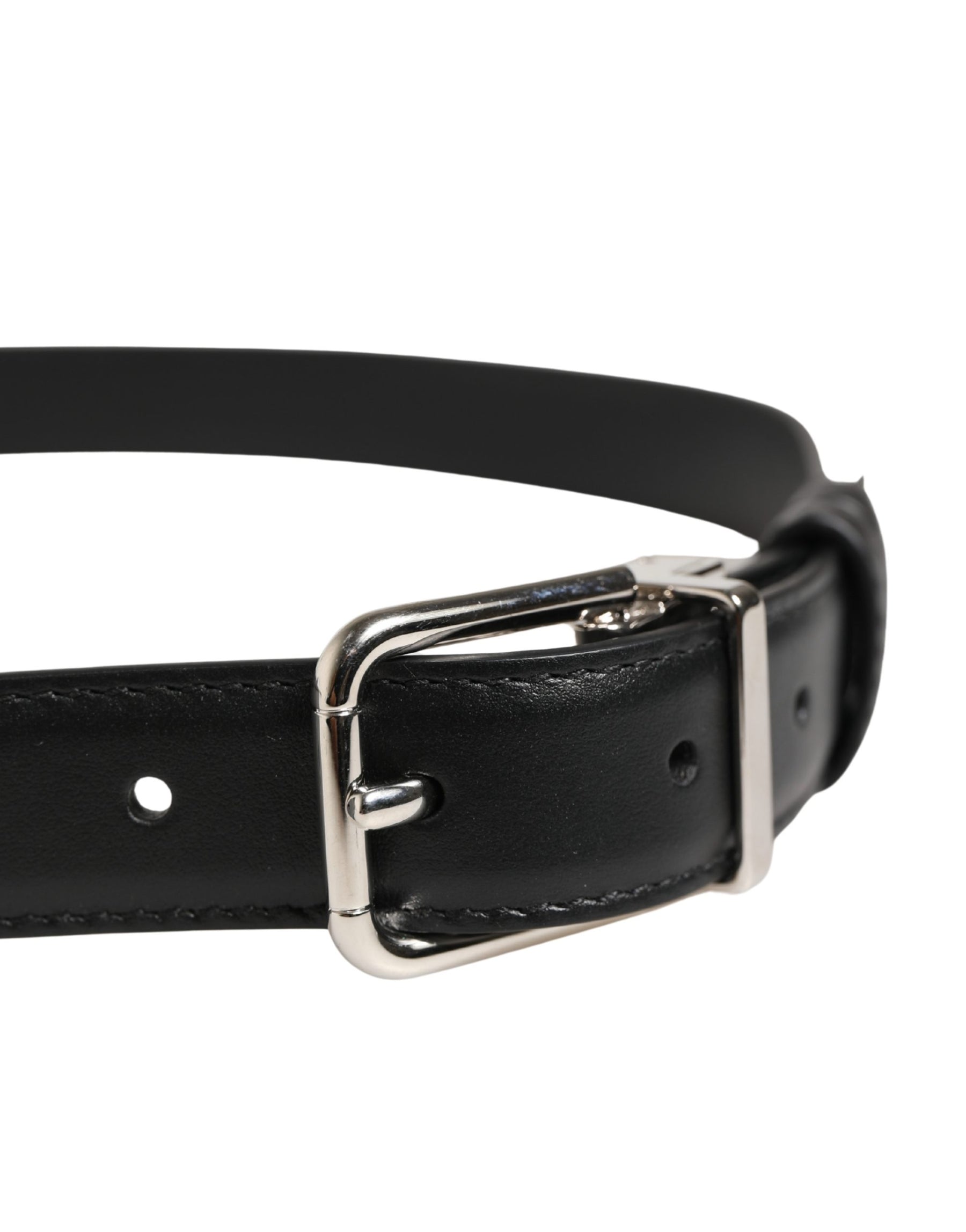 Dolce & Gabbana Men Black Classic Leather Metal Buckle Belt | Regal Royce