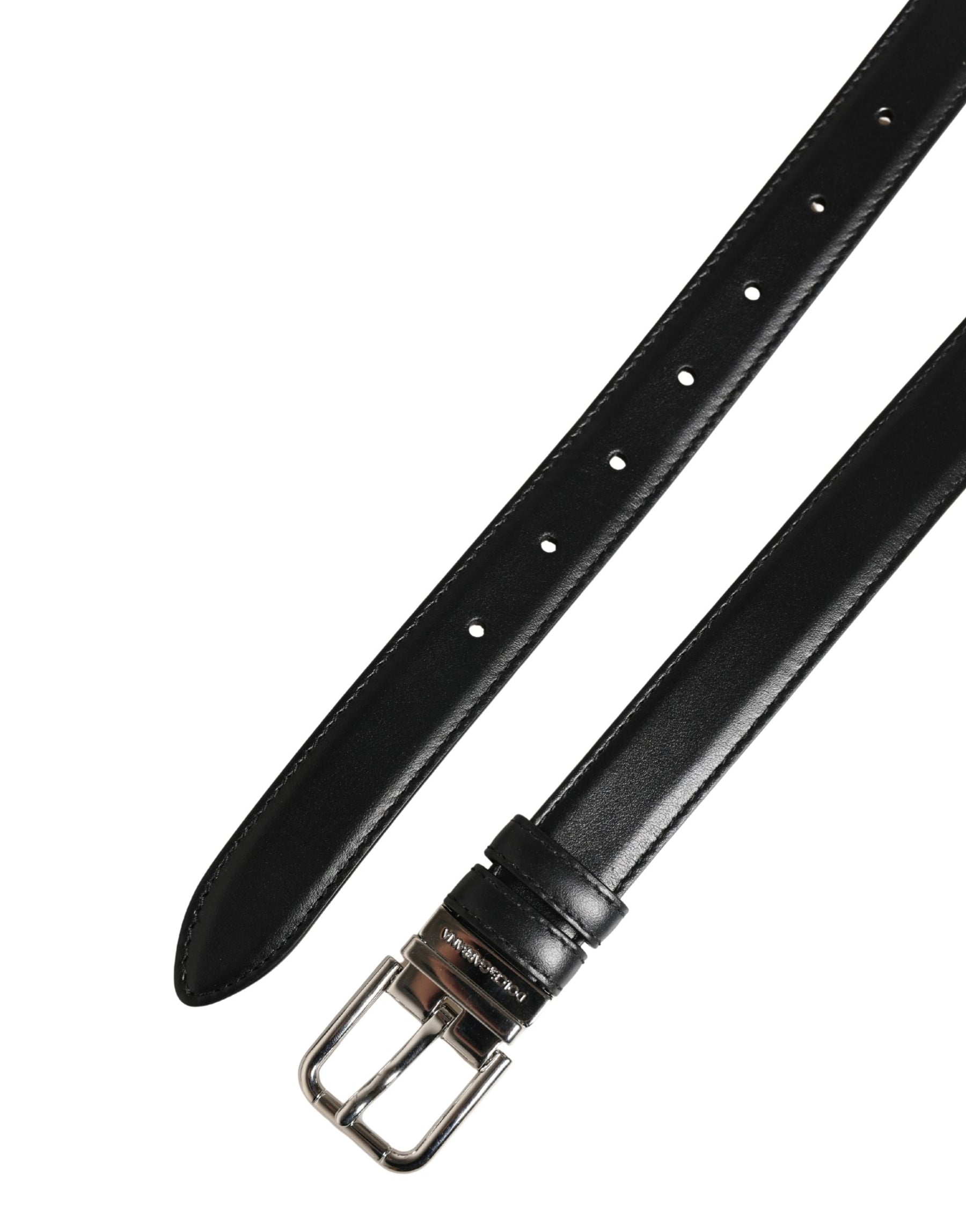 Dolce & Gabbana Men Black Classic Leather Metal Buckle Belt | Regal Royce