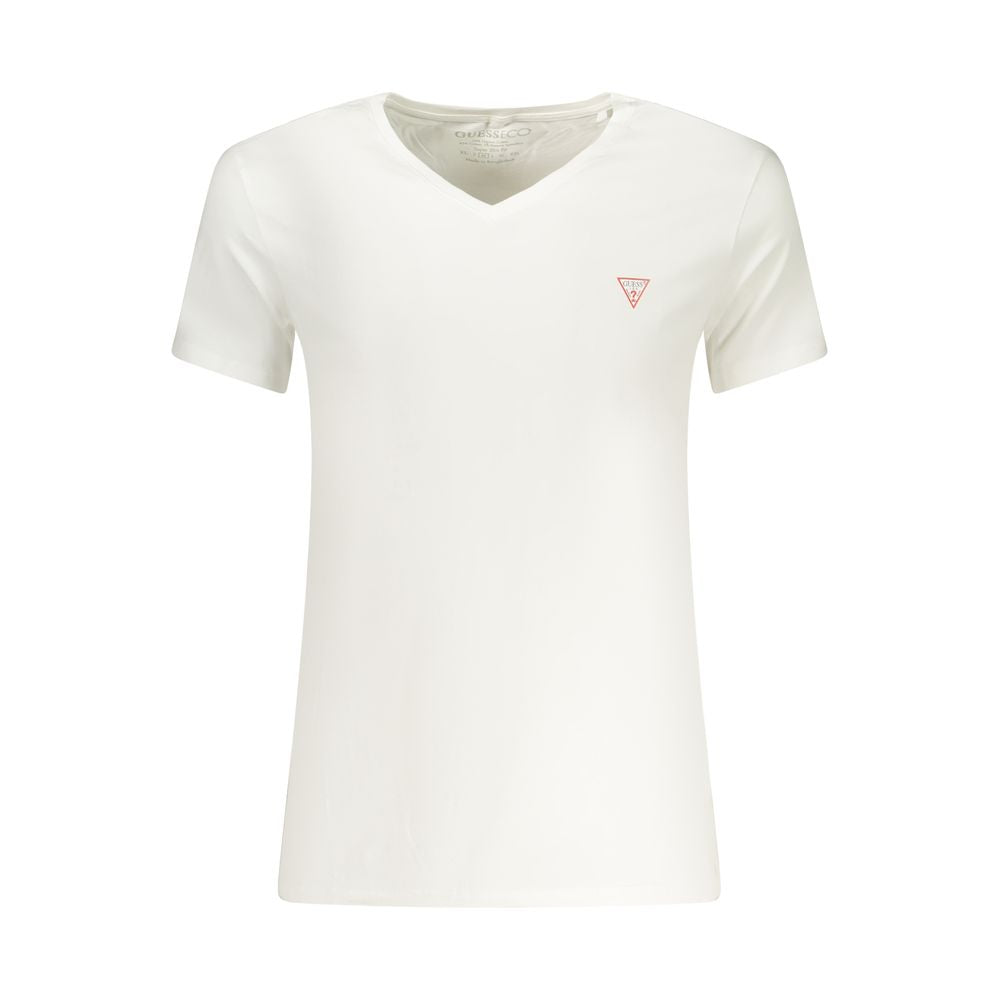 Guess Jeans White Cotton Men's V-Neck T-Shirt | Regal Royce