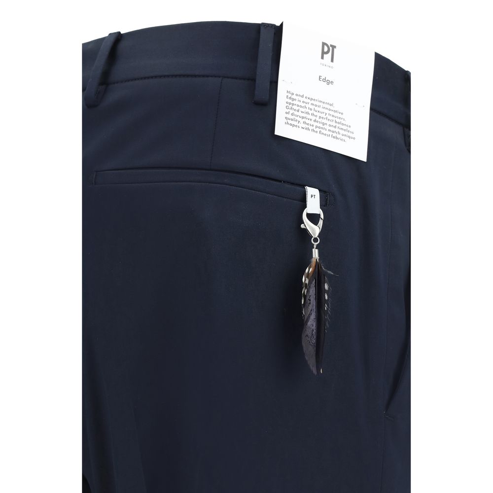 PT Torino Blue Cotton Casual Pants | Regal Royce