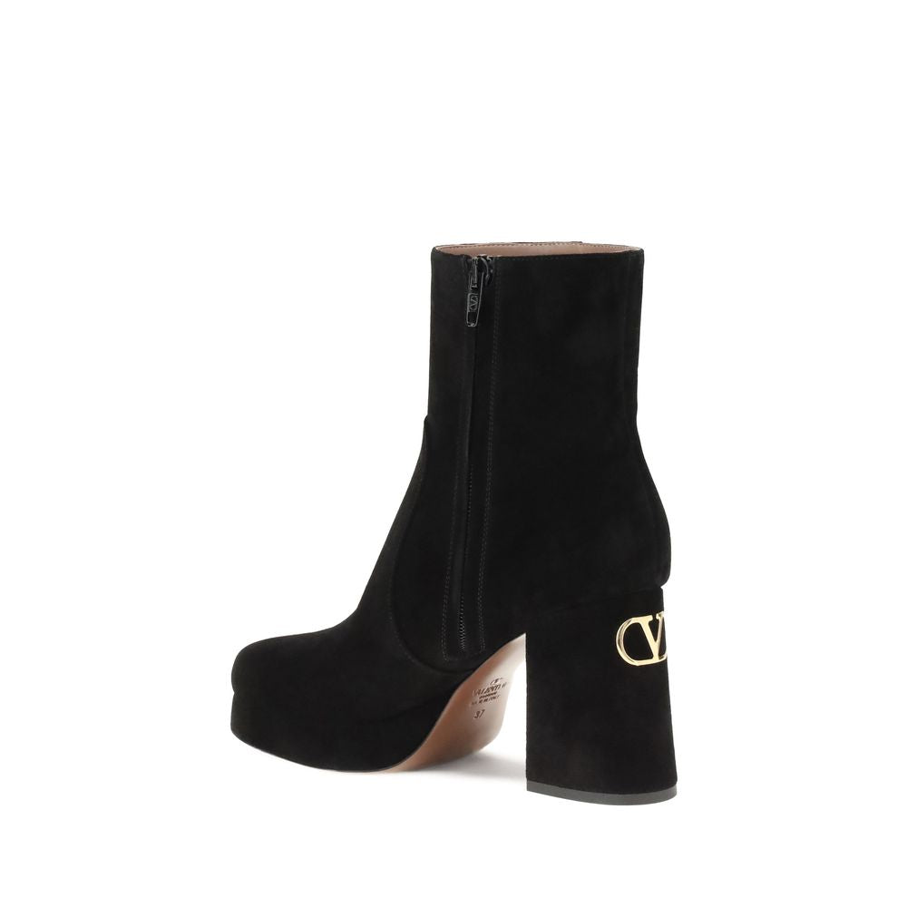 Valentino Garavani Black Calf Leather Bos Taurus Ankle Boots | Regal Royce