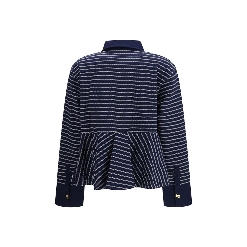 Ganni Blue Cotton Polo Shirt | Regal Royce