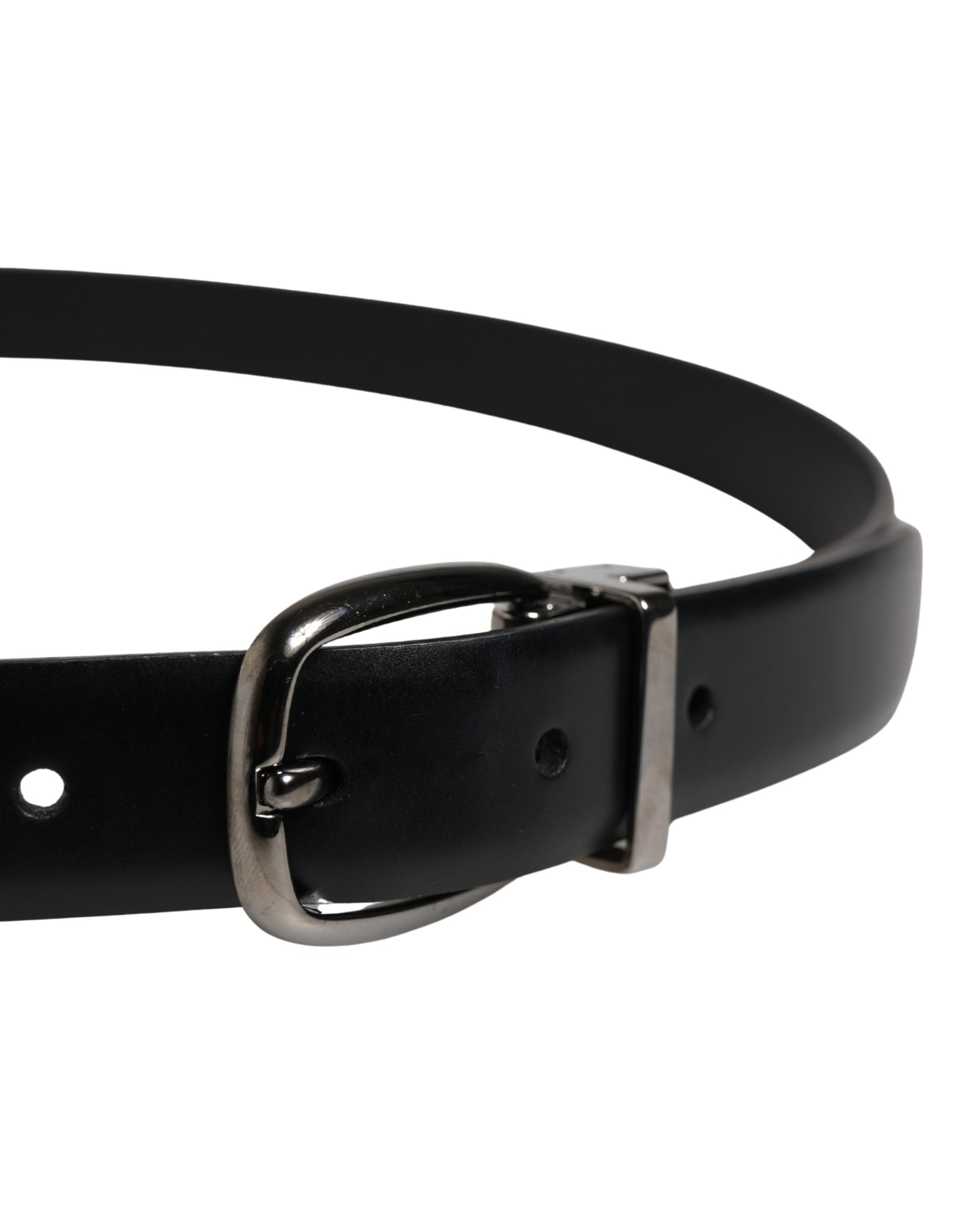 Dolce & Gabbana Men Black Classic Leather Metal Buckle Belt | Regal Royce