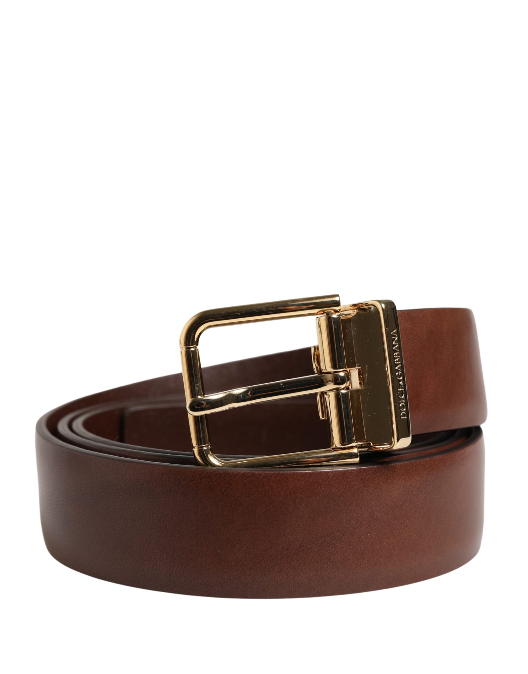 Dolce & Gabbana Men Brown Classic Leather Metal Buckle Belt | Regal Royce