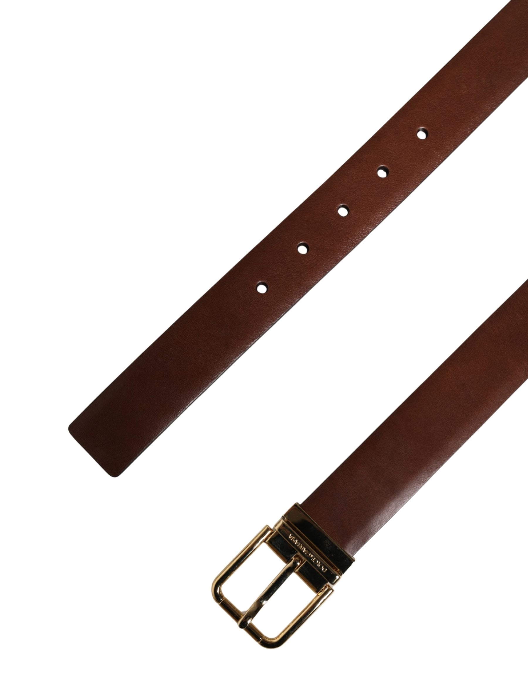 Dolce & Gabbana Men Brown Classic Leather Metal Buckle Belt | Regal Royce