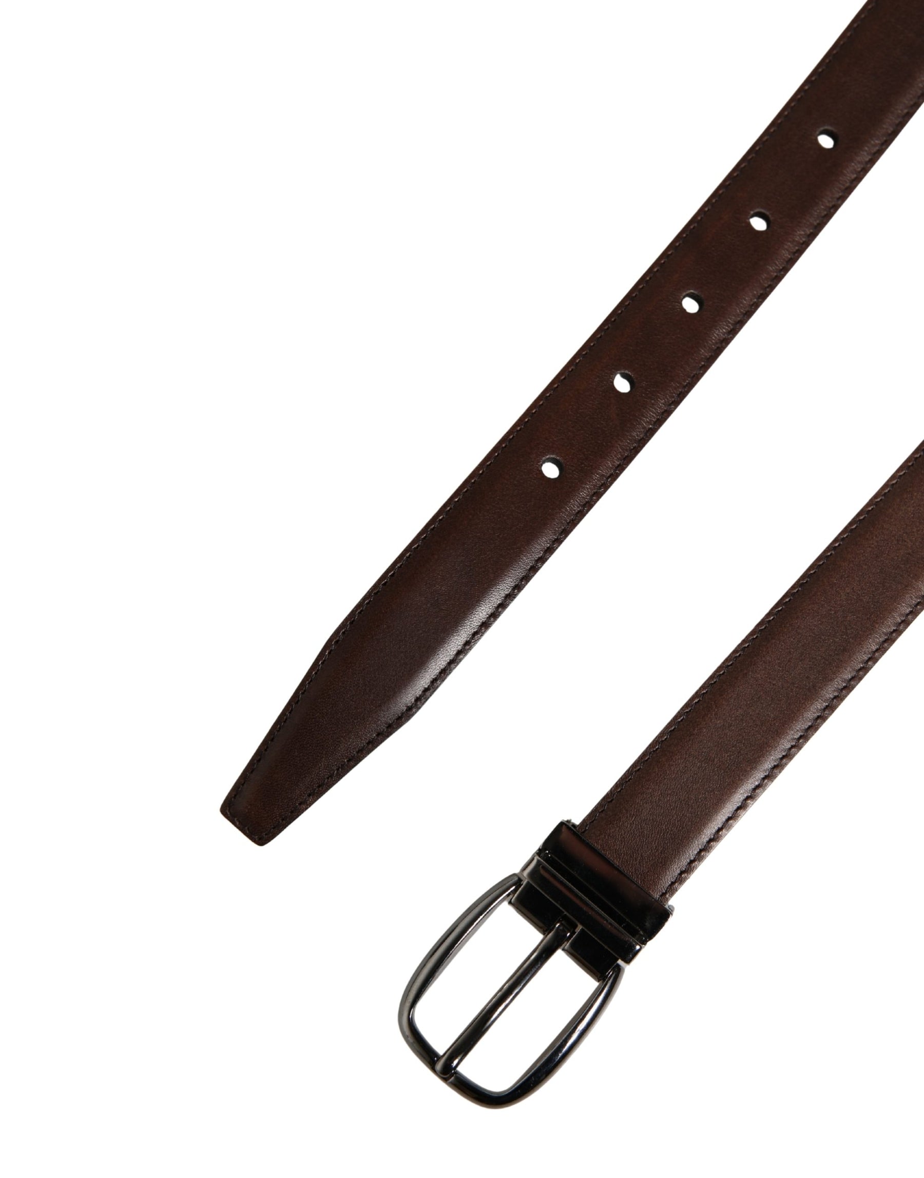 Dolce & Gabbana Men Brown Classic Leather Metal Buckle Belt | Regal Royce