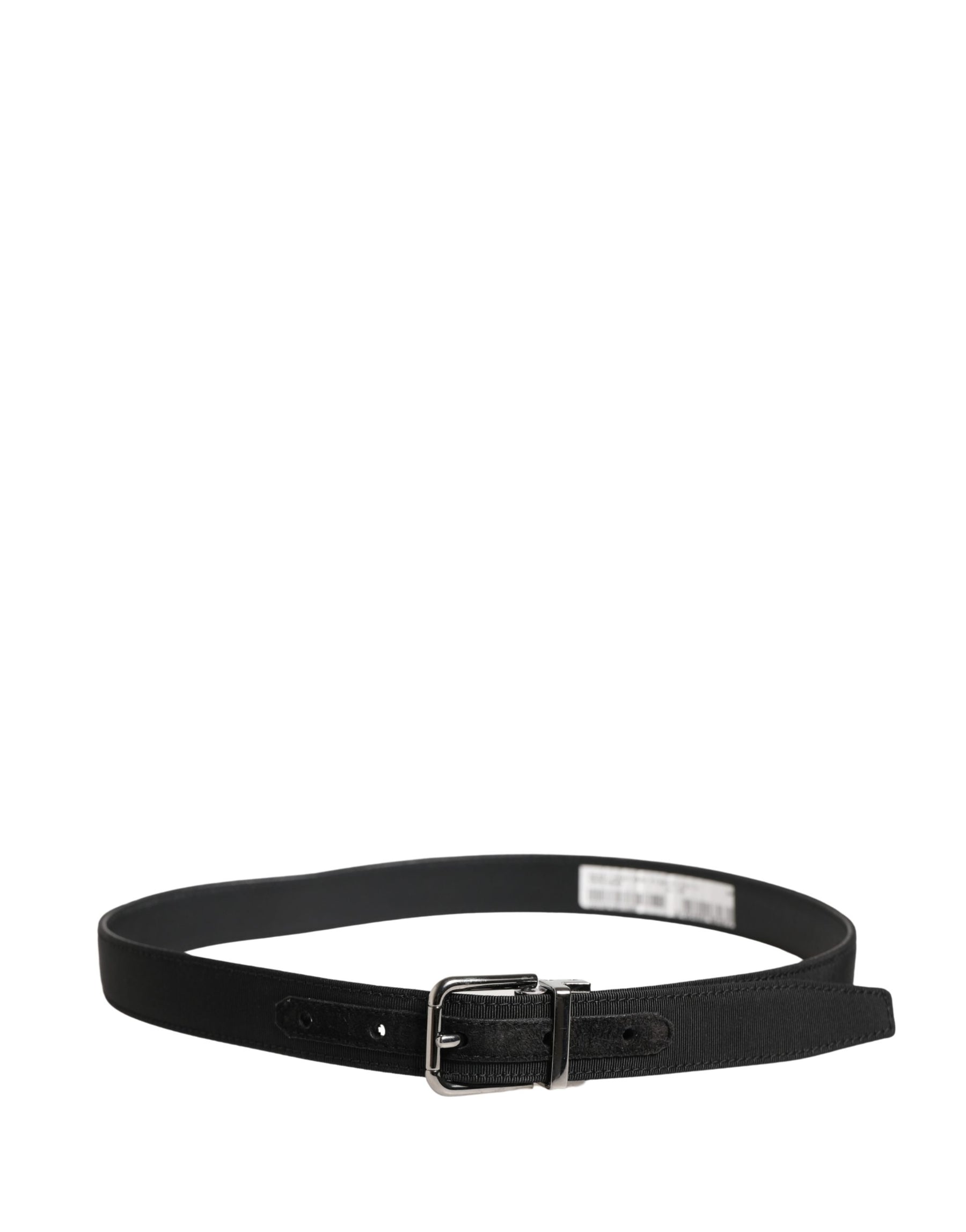 Dolce & Gabbana Men Black Viscose Leather Metal Buckle Belt | Regal Royce