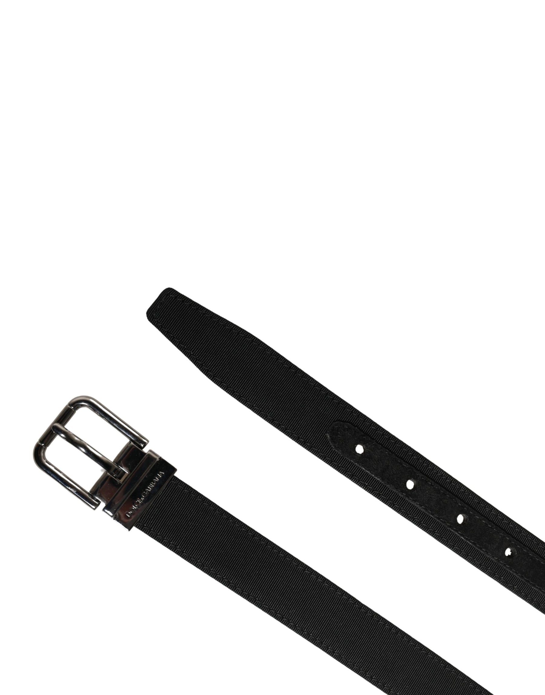 Dolce & Gabbana Men Black Viscose Leather Metal Buckle Belt | Regal Royce