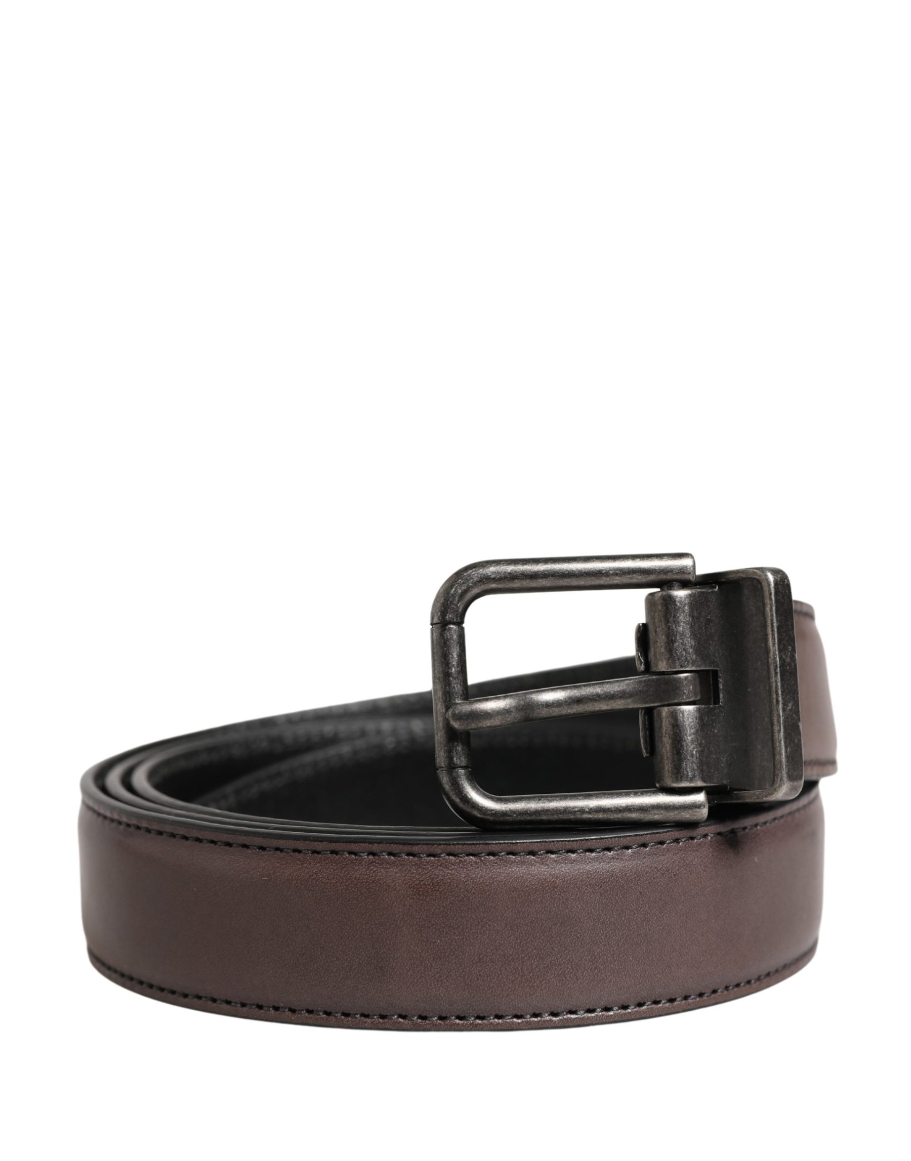 Dolce & Gabbana Men Brown Classic Leather Metal Buckle Belt | Regal Royce