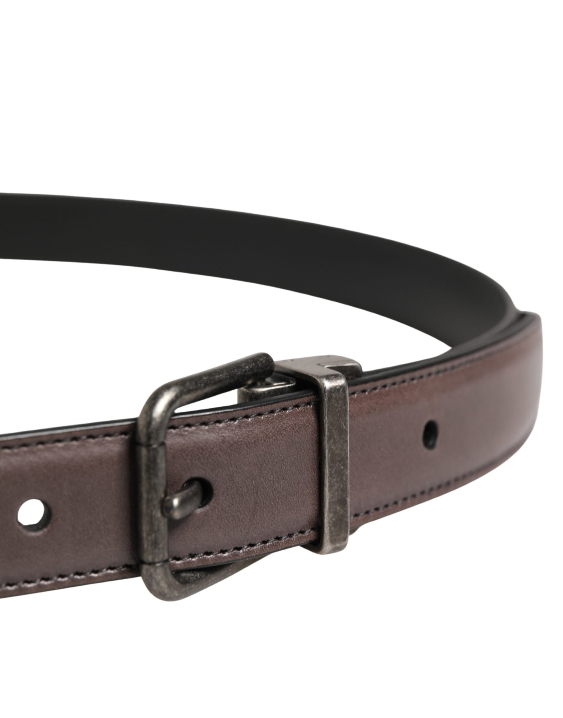 Dolce & Gabbana Men Brown Classic Leather Metal Buckle Belt | Regal Royce