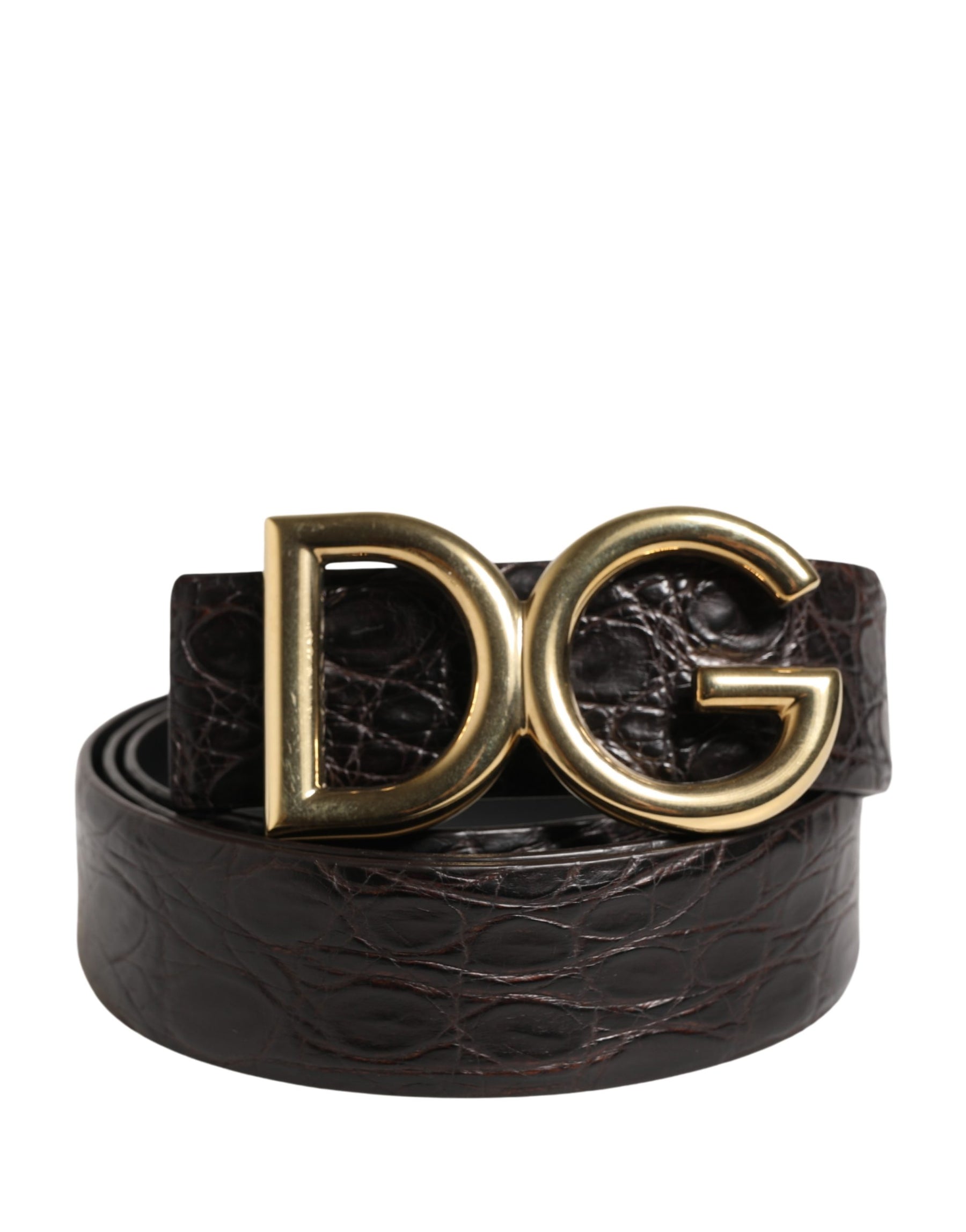 Dolce & Gabbana Men Black Exotic Leather Logo Buckle Belt | Regal Royce