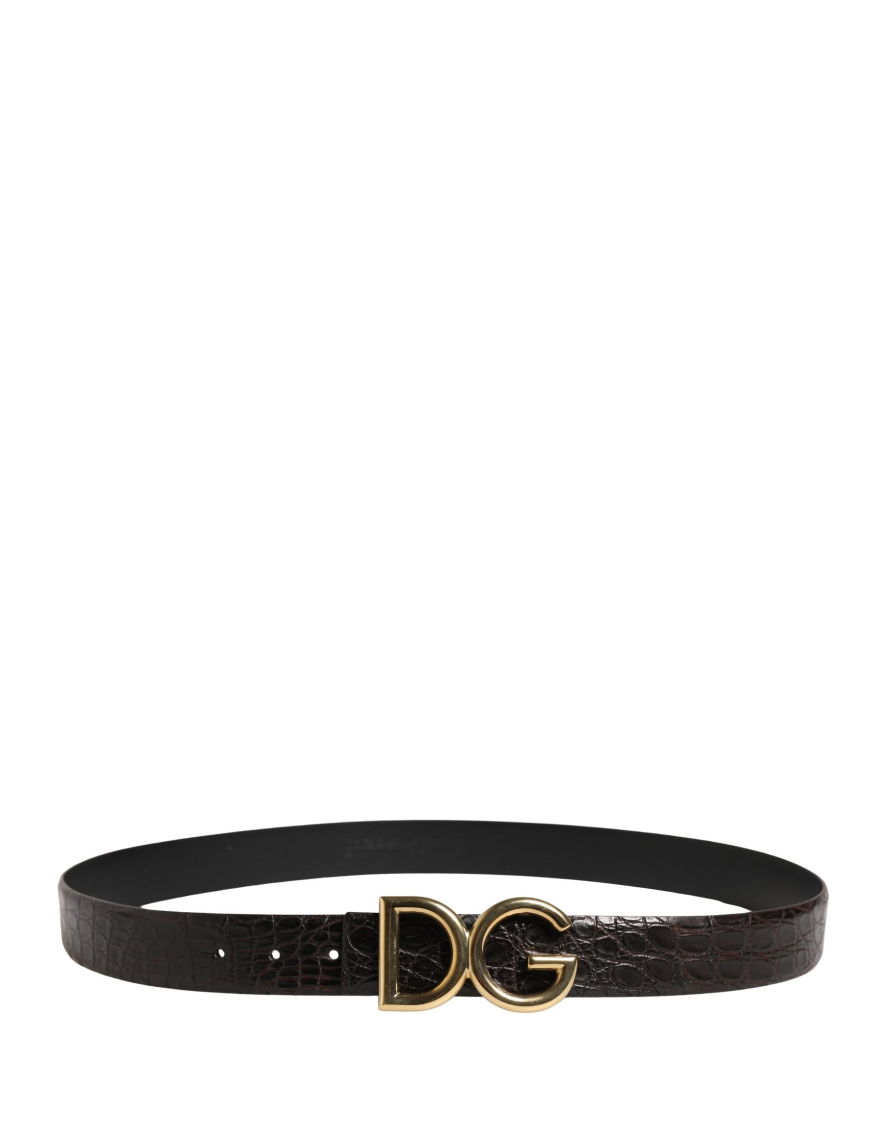 Dolce & Gabbana Men Black Exotic Leather Logo Buckle Belt | Regal Royce