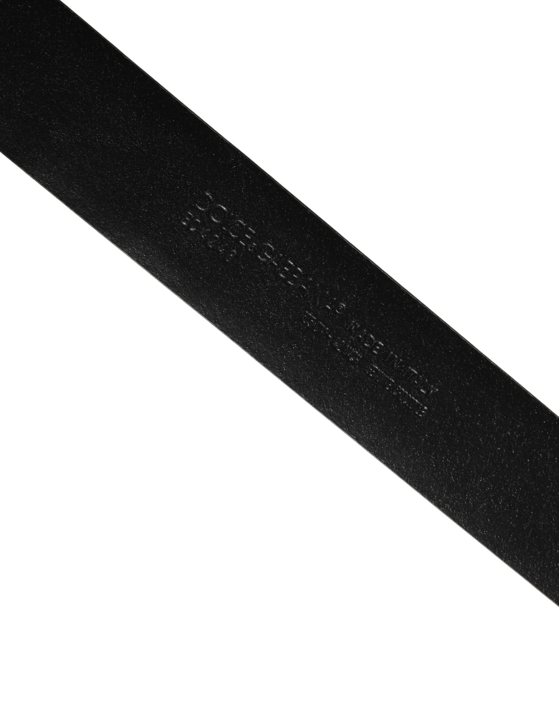 Dolce & Gabbana Men Black Exotic Leather Logo Buckle Belt | Regal Royce