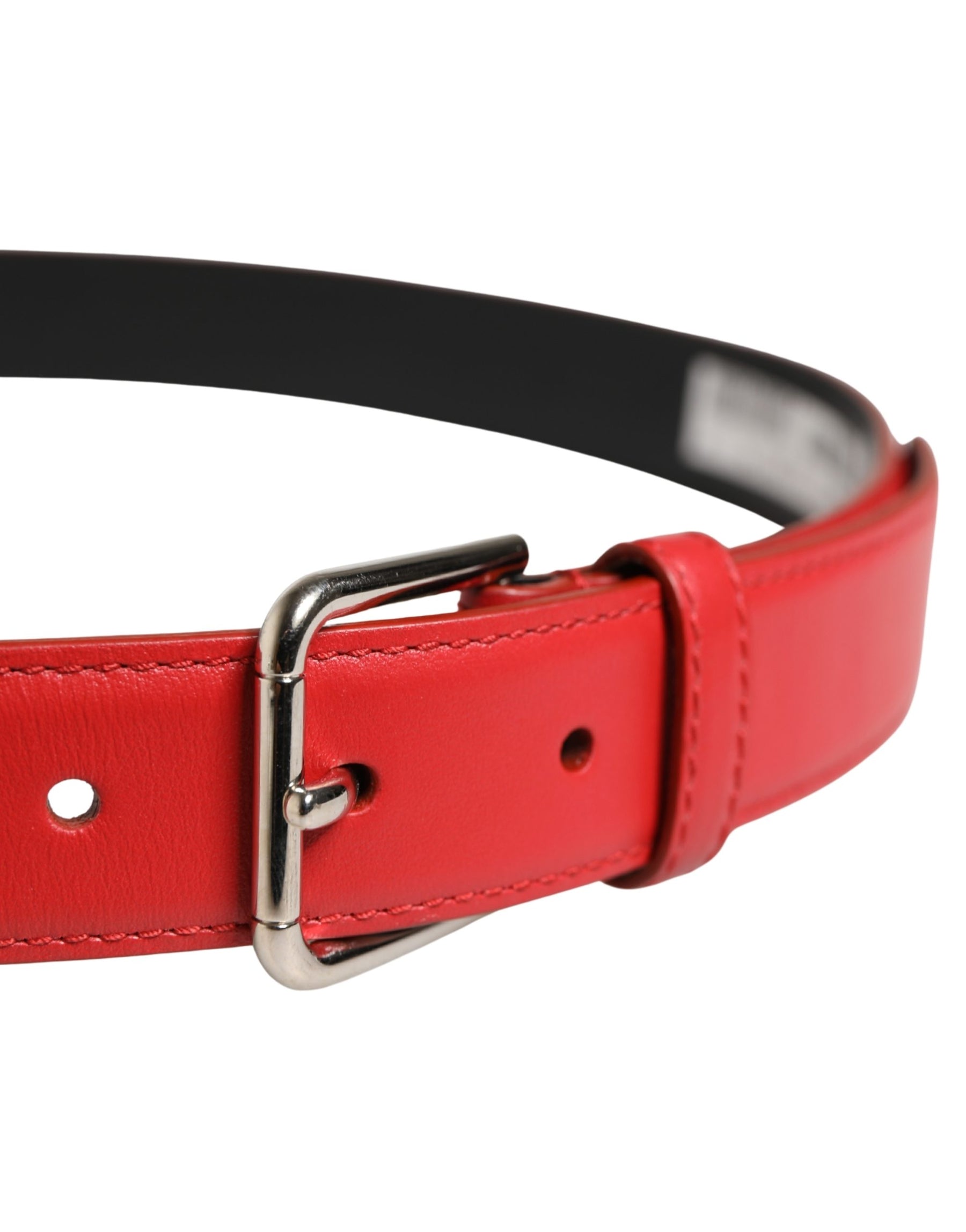 Dolce & Gabbana Men Beige Red Woven Leather Metal Buckle Belt | Regal Royce
