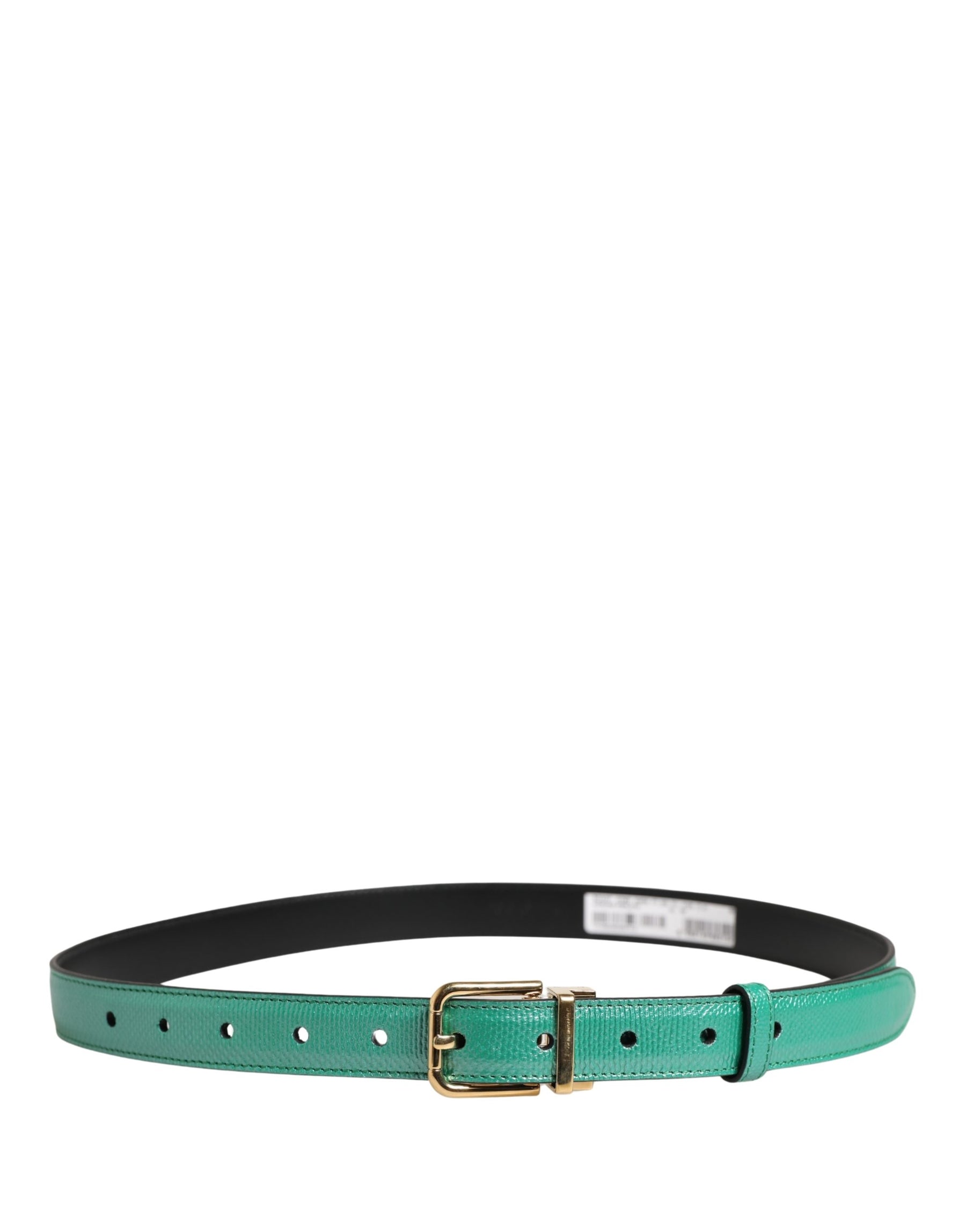 Dolce & Gabbana Men Green Classic Leather Metal Buckle Belt | Regal Royce