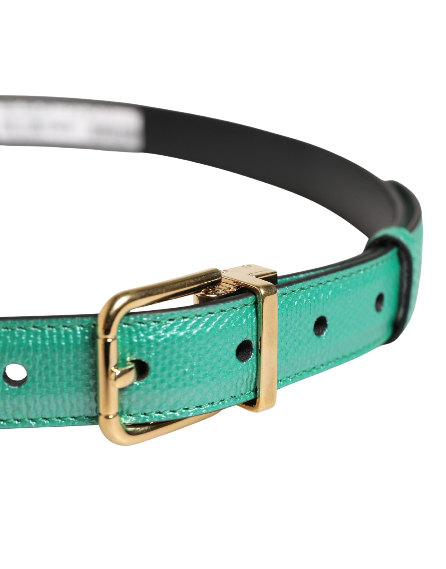Dolce & Gabbana Men Green Classic Leather Metal Buckle Belt | Regal Royce