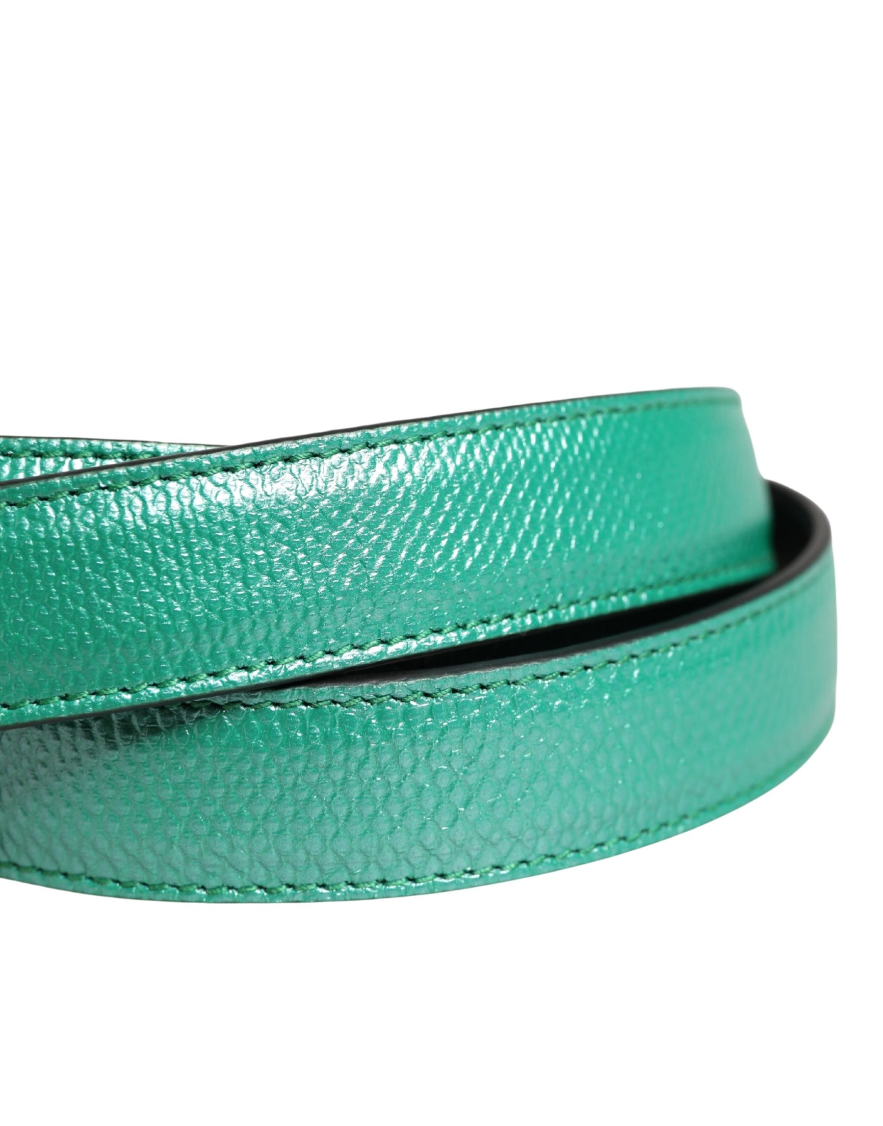 Dolce & Gabbana Men Green Classic Leather Metal Buckle Belt | Regal Royce