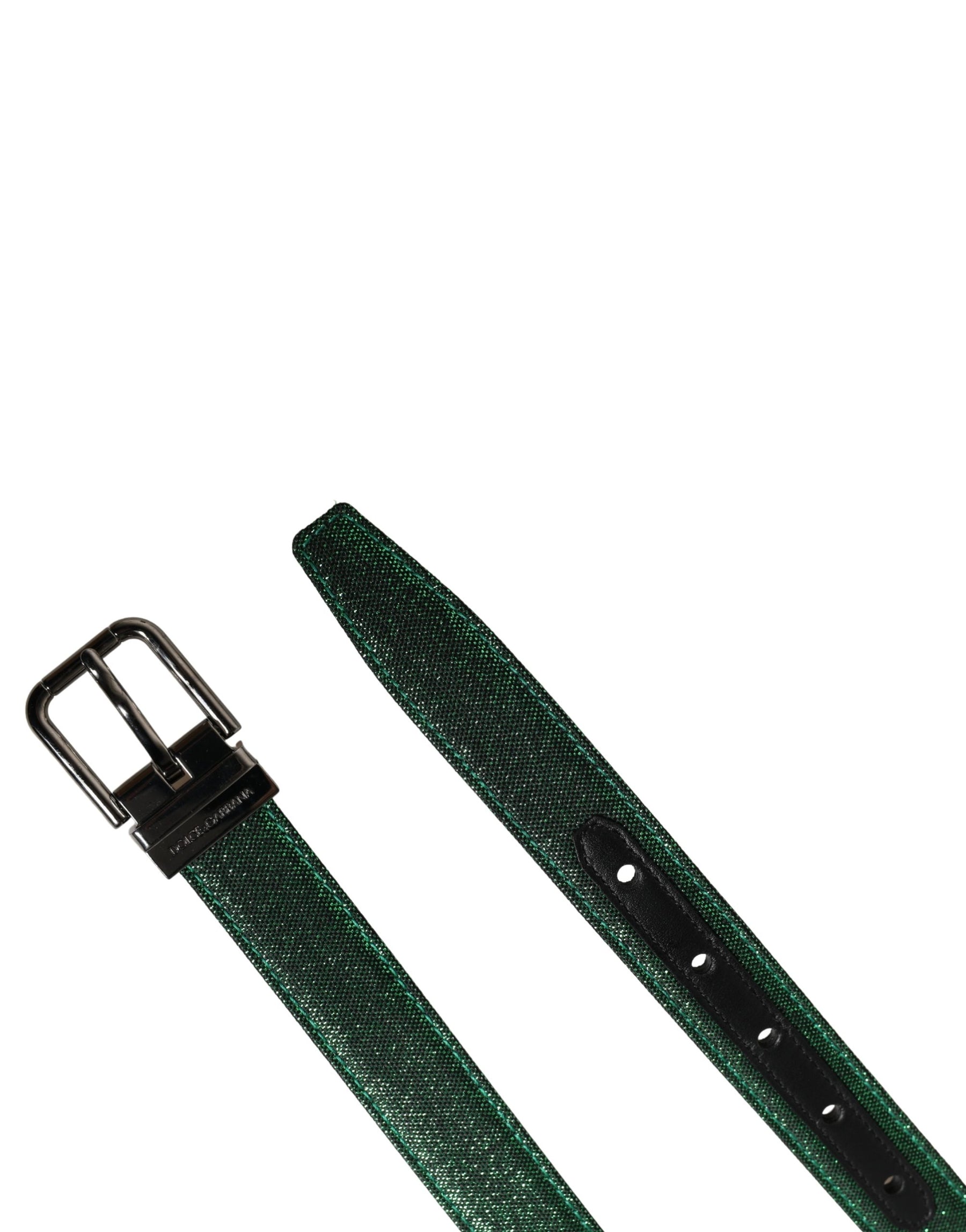 Dolce & Gabbana Men Green Lurex Polyester Metal Buckle Belt | Regal Royce