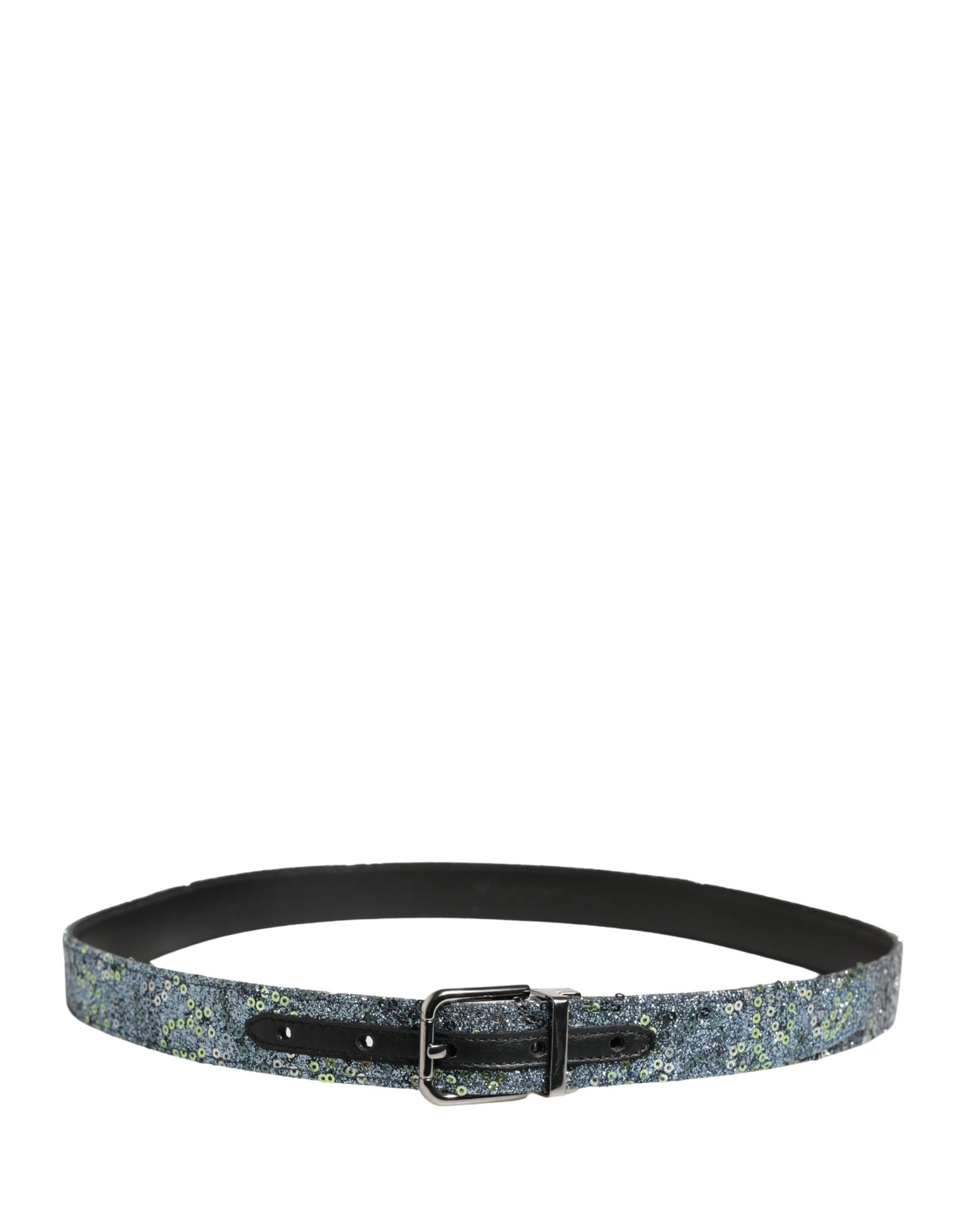Dolce & Gabbana Men Multicolor Sequin Silver Metal Buckle Belt | Regal Royce