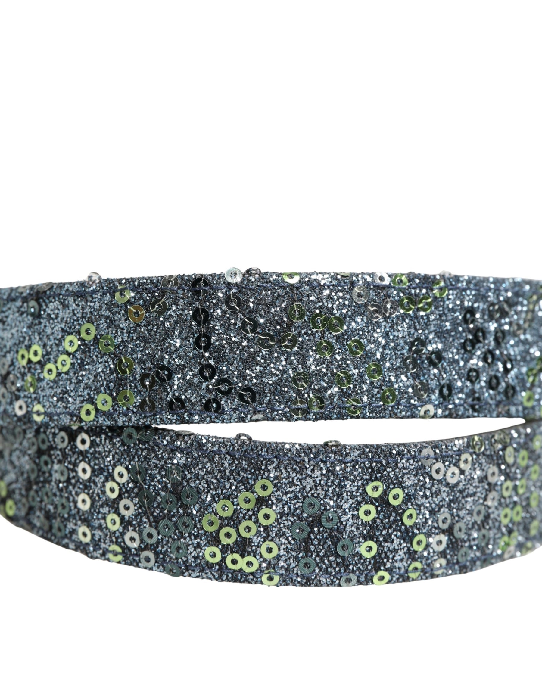 Dolce & Gabbana Men Multicolor Sequin Silver Metal Buckle Belt | Regal Royce