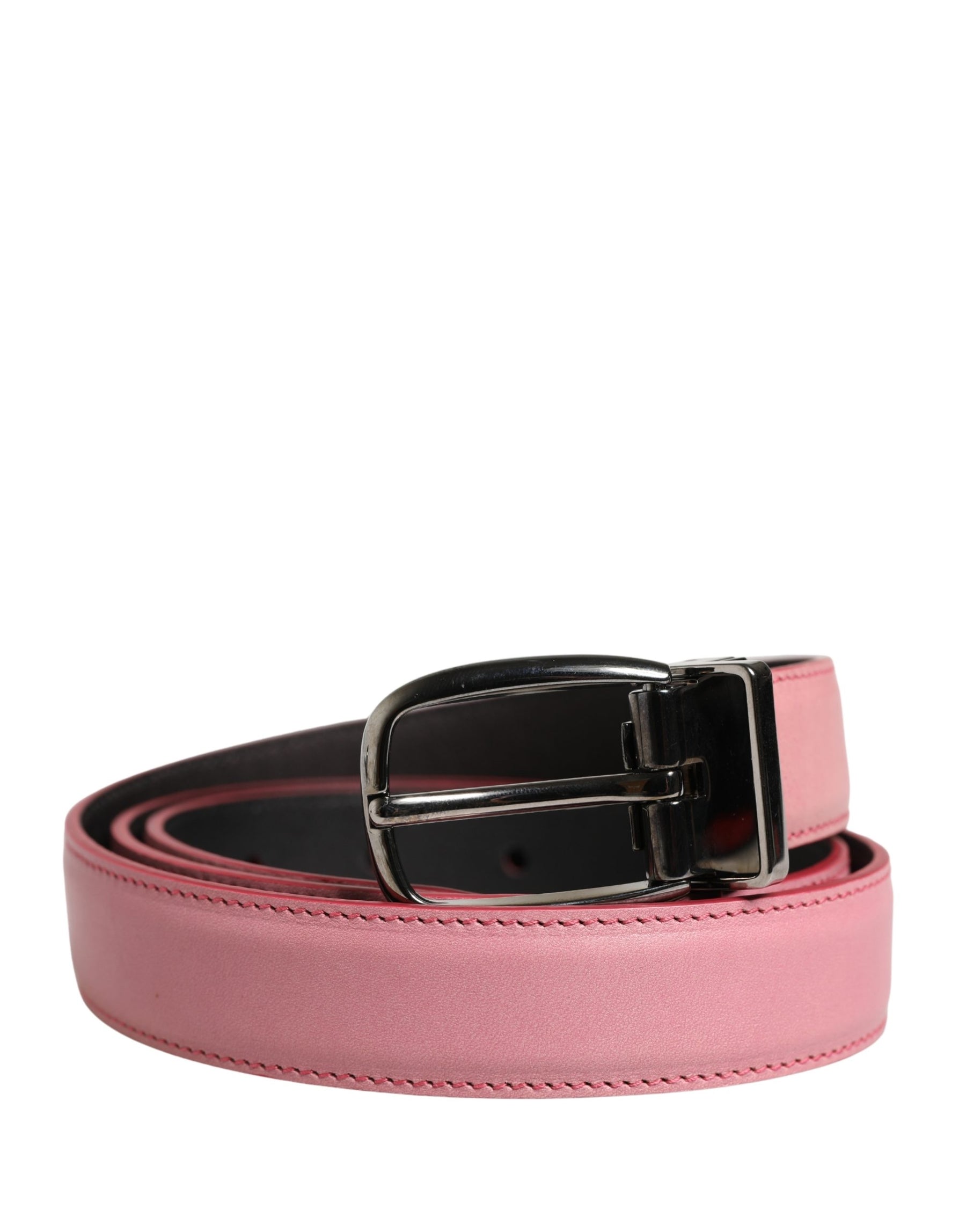 Dolce & Gabbana Men Pink Classic Leather Metal Buckle Belt | Regal Royce