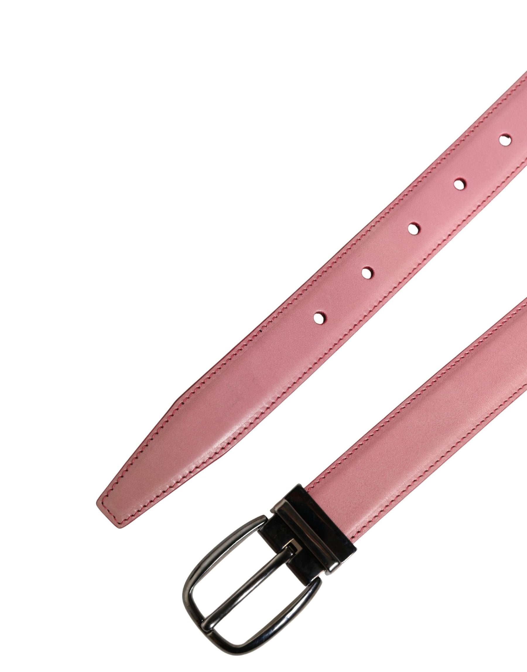 Dolce & Gabbana Men Pink Classic Leather Metal Buckle Belt | Regal Royce