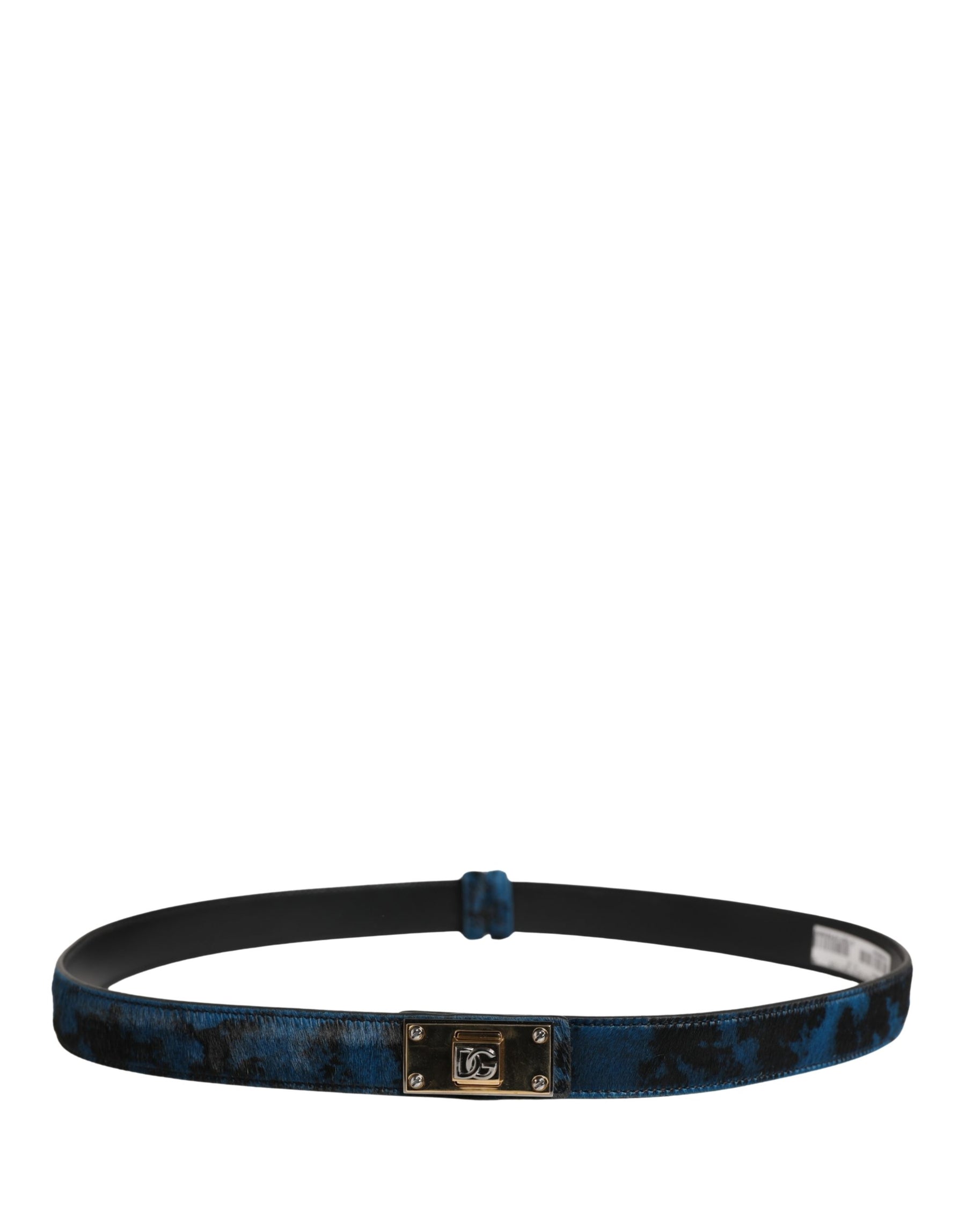 Dolce & Gabbana Men Blue Calf Leather Logo Metal Buckle Belt | Regal Royce
