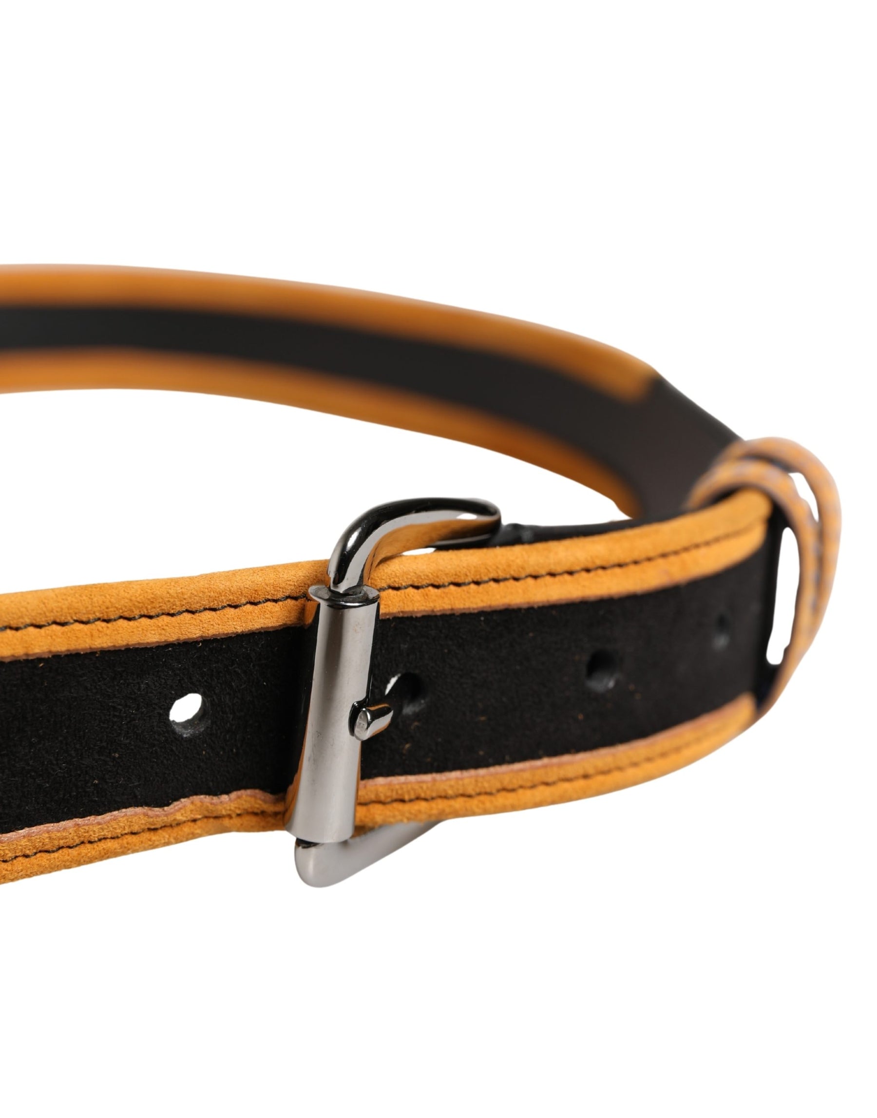 Dolce & Gabbana Men Black Orange Polyester Metal Buckle Belt | Regal Royce