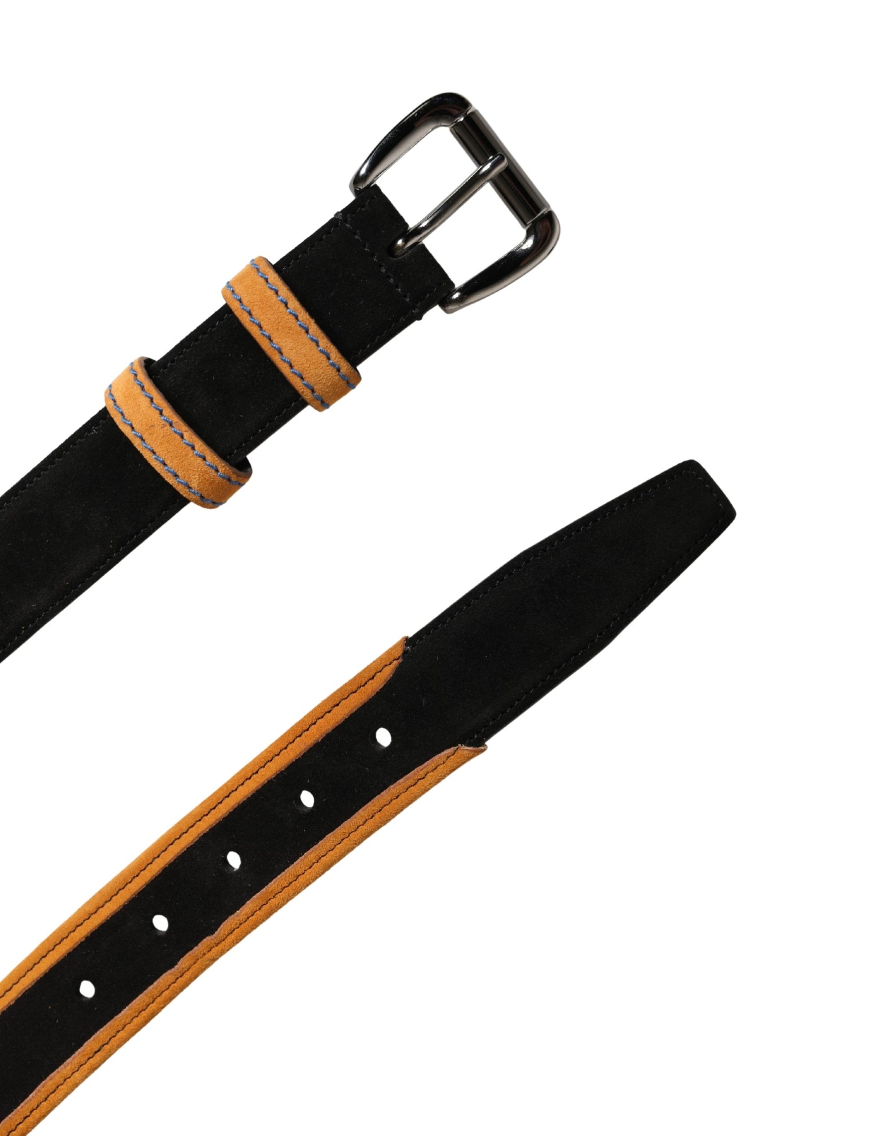 Dolce & Gabbana Men Black Orange Polyester Metal Buckle Belt | Regal Royce
