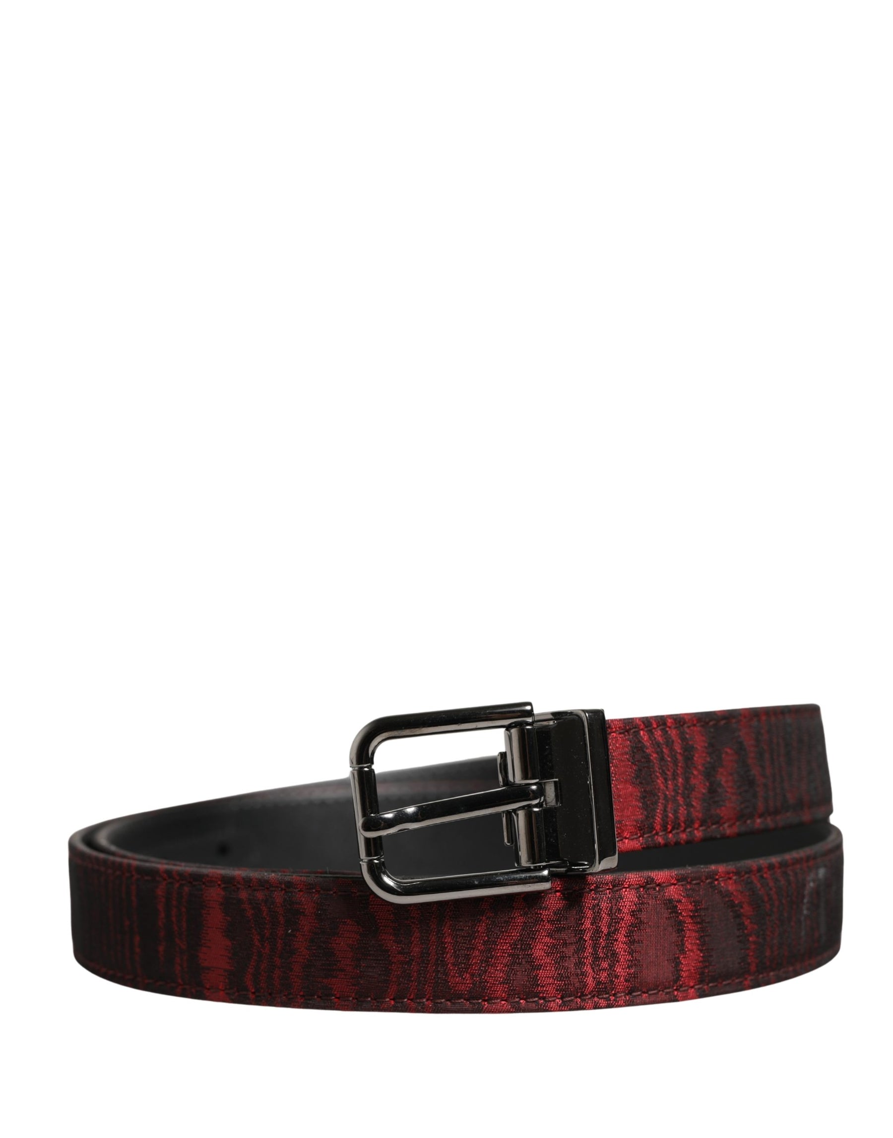 Dolce & Gabbana Men Red Jacquard Acetate Metal Buckle Belt | Regal Royce