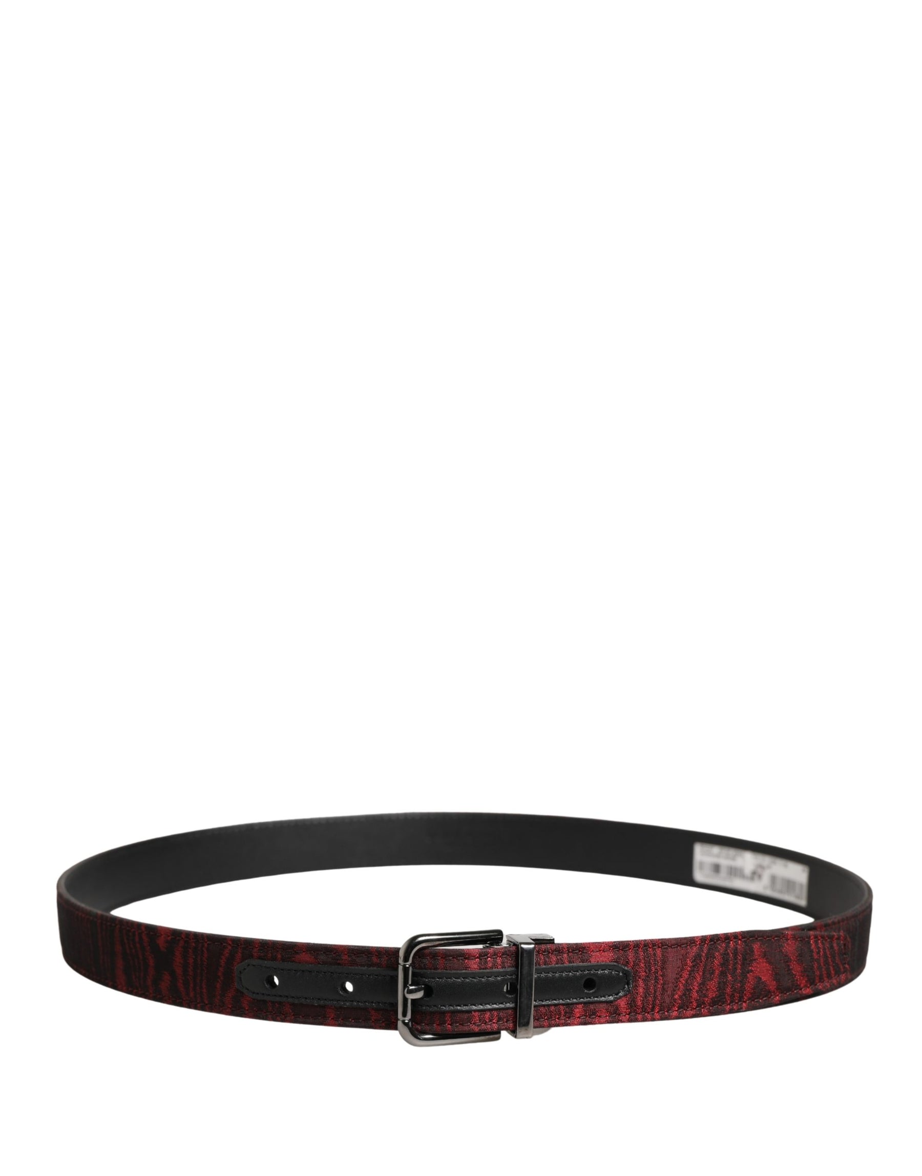 Dolce & Gabbana Men Red Jacquard Acetate Metal Buckle Belt | Regal Royce