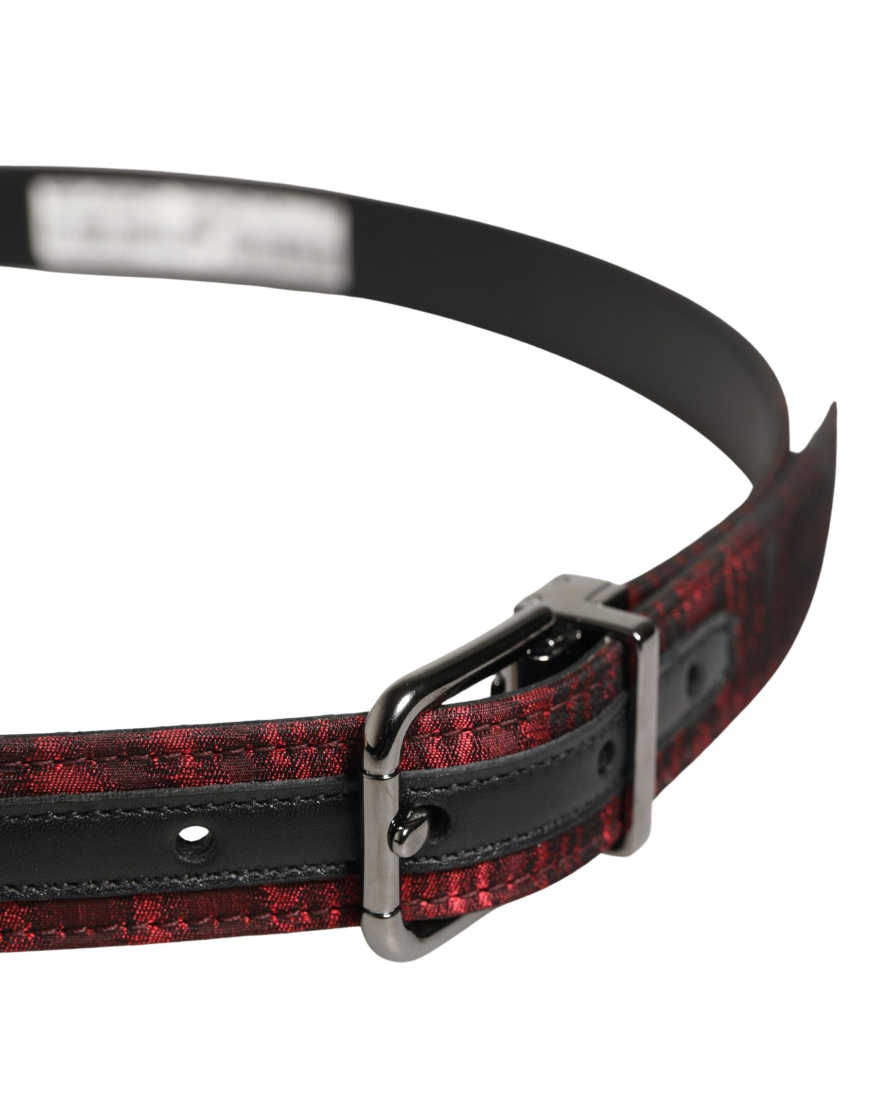 Dolce & Gabbana Men Red Jacquard Acetate Metal Buckle Belt | Regal Royce